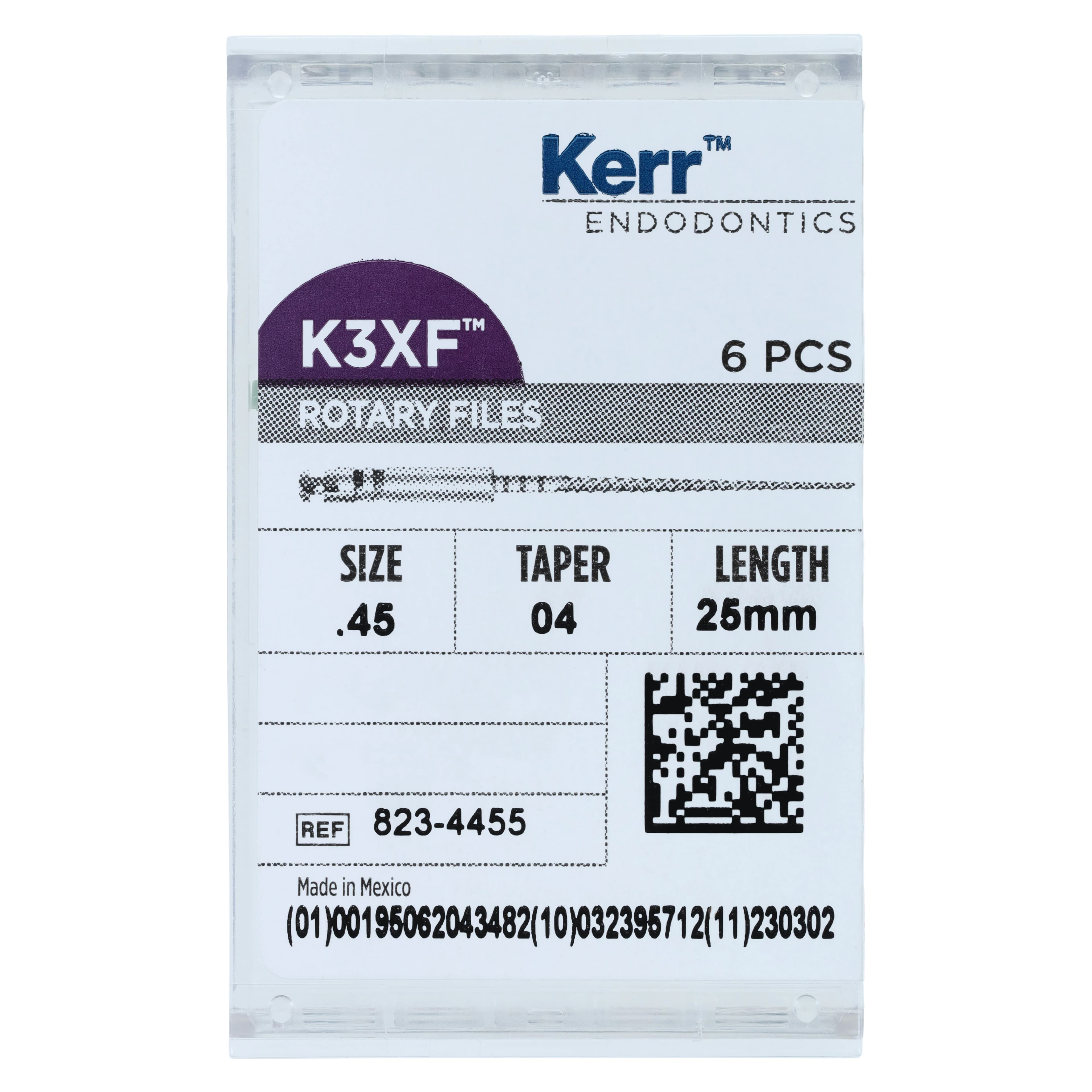 K3XF NiTi Rotary File, #45, .04 Taper, 25 mm, White, 6/Pk, 823-4455 thumbnail 6
