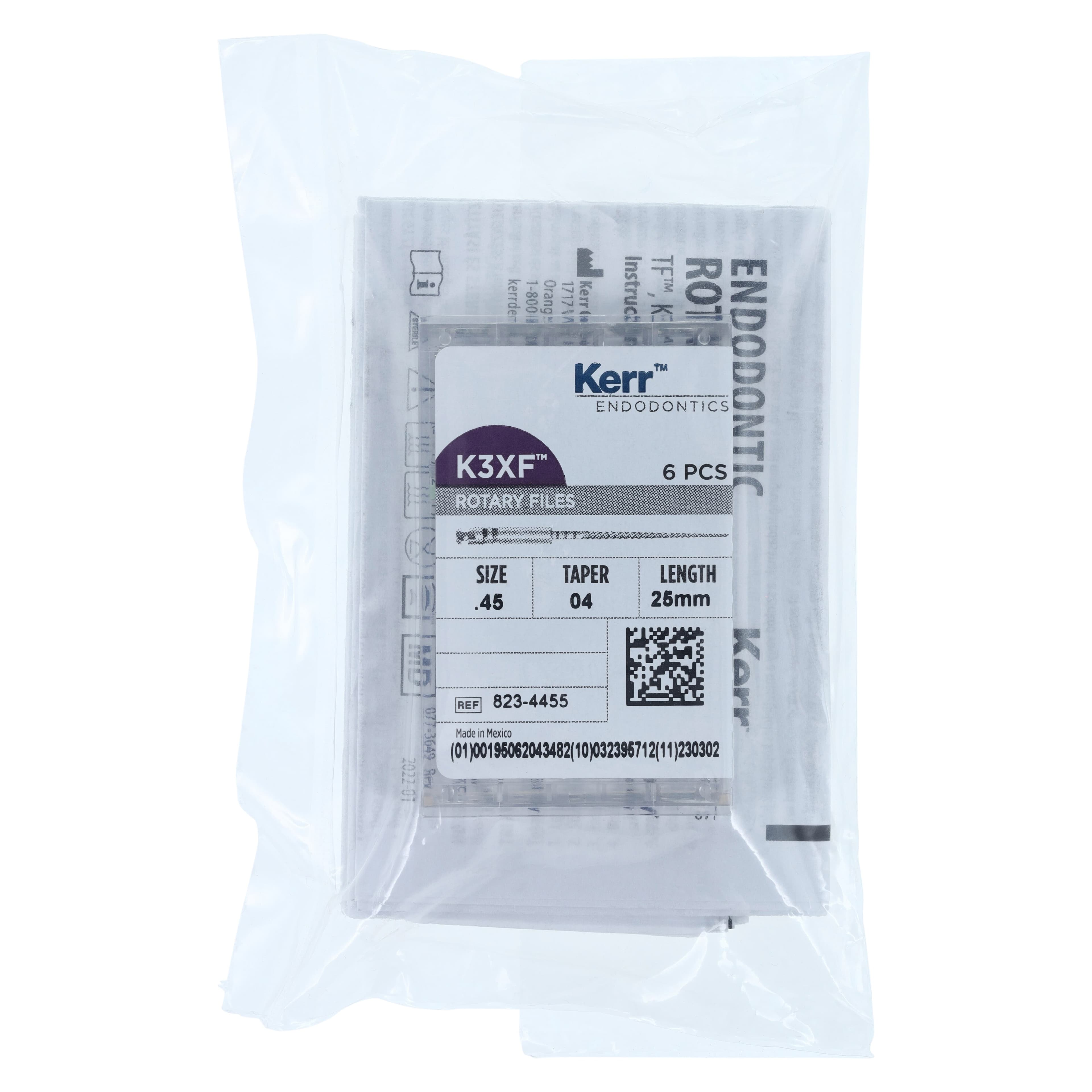 K3XF NiTi Rotary File, #45, .04 Taper, 25 mm, White, 6/Pk, 823-4455 thumbnail 7