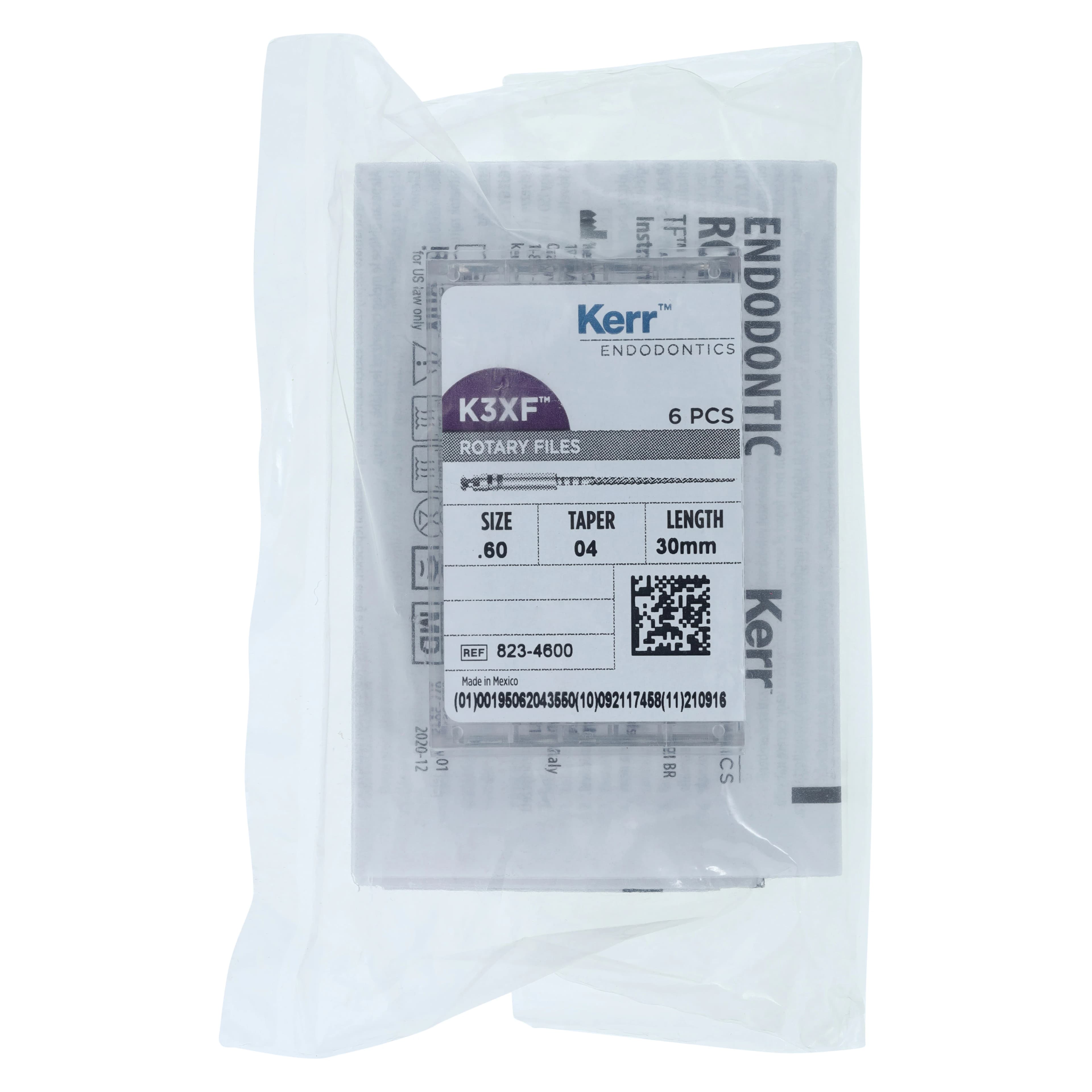 K3XF NiTi Rotary File, #60/.04 Taper, 30mm, Blue, 6/Pk, 823-4600 - K3 XF File .60/.04 30mm 6/Pk - Image 1