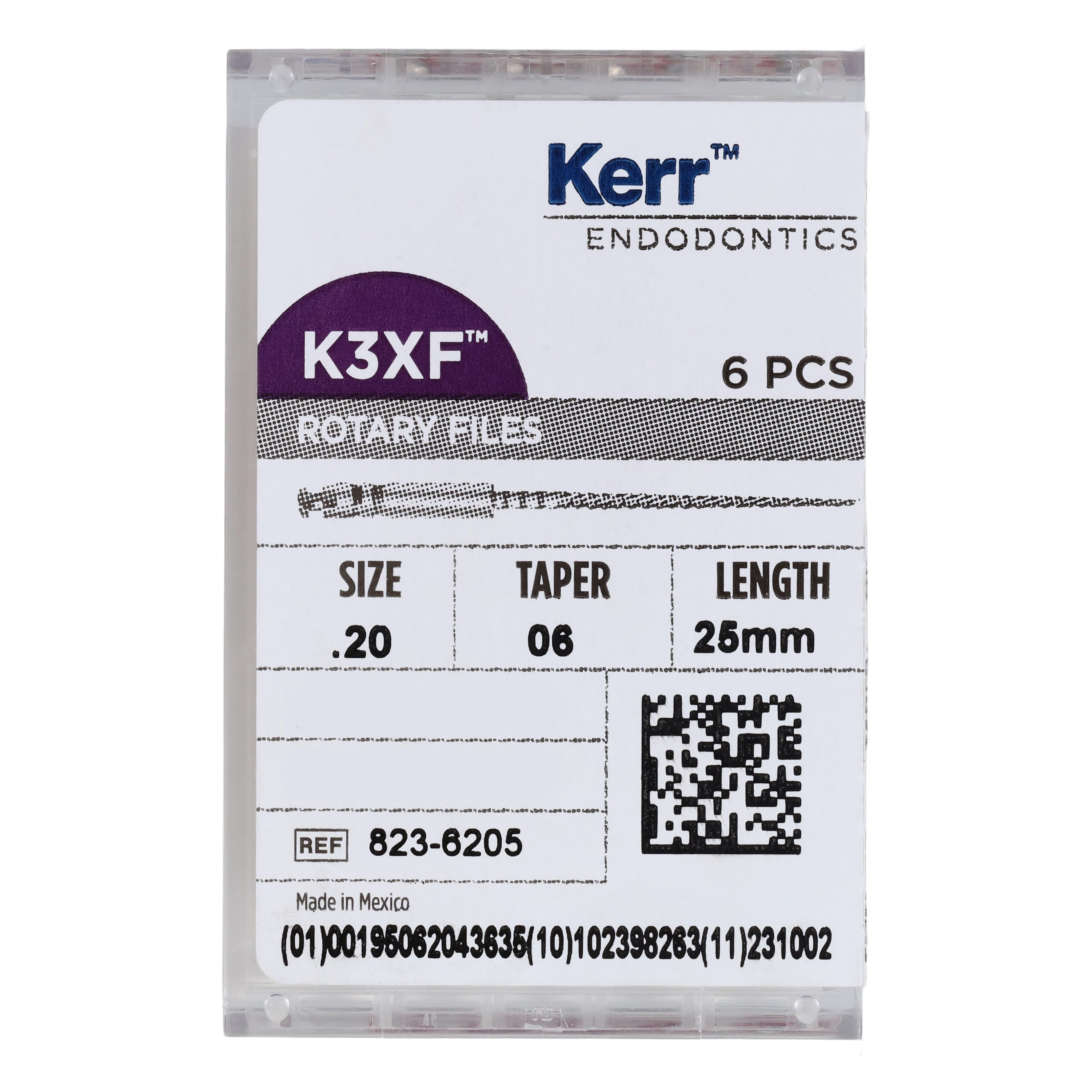 K3XF Nickel Titanium Rotary Files, #20, .06 Taper, 25 mm, Yellow, 6/Pk, 823-6205 thumbnail 6