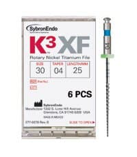 K3XF Nickel Titanium Rotary Files, #20, .06 Taper, 25 mm, Yellow, 6/Pk, 823-6205 thumbnail 2