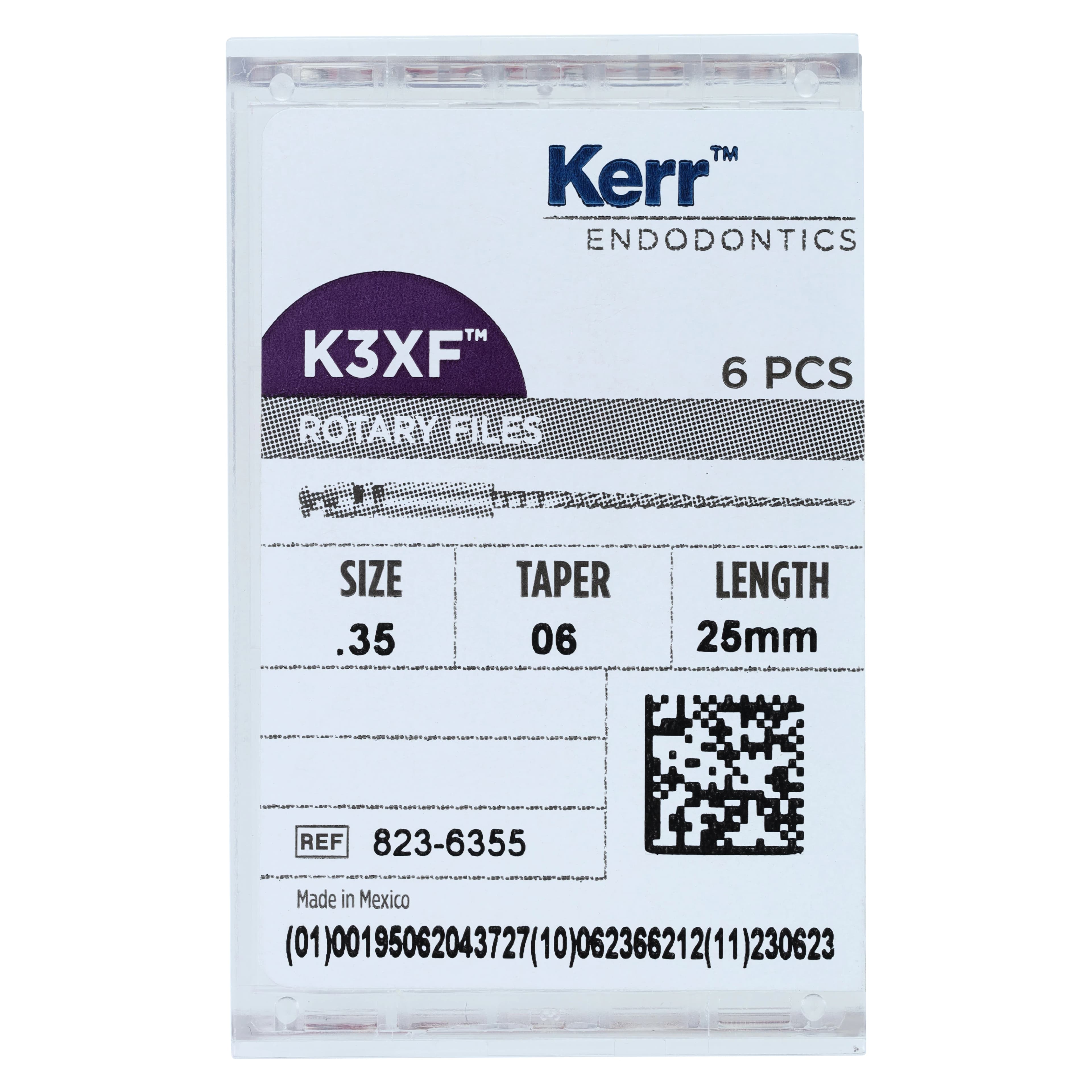 K3XF NiTi Rotary File, 25 mm, .06 Taper, Size #35, Green, 6/Pk, 823-6355 thumbnail 6