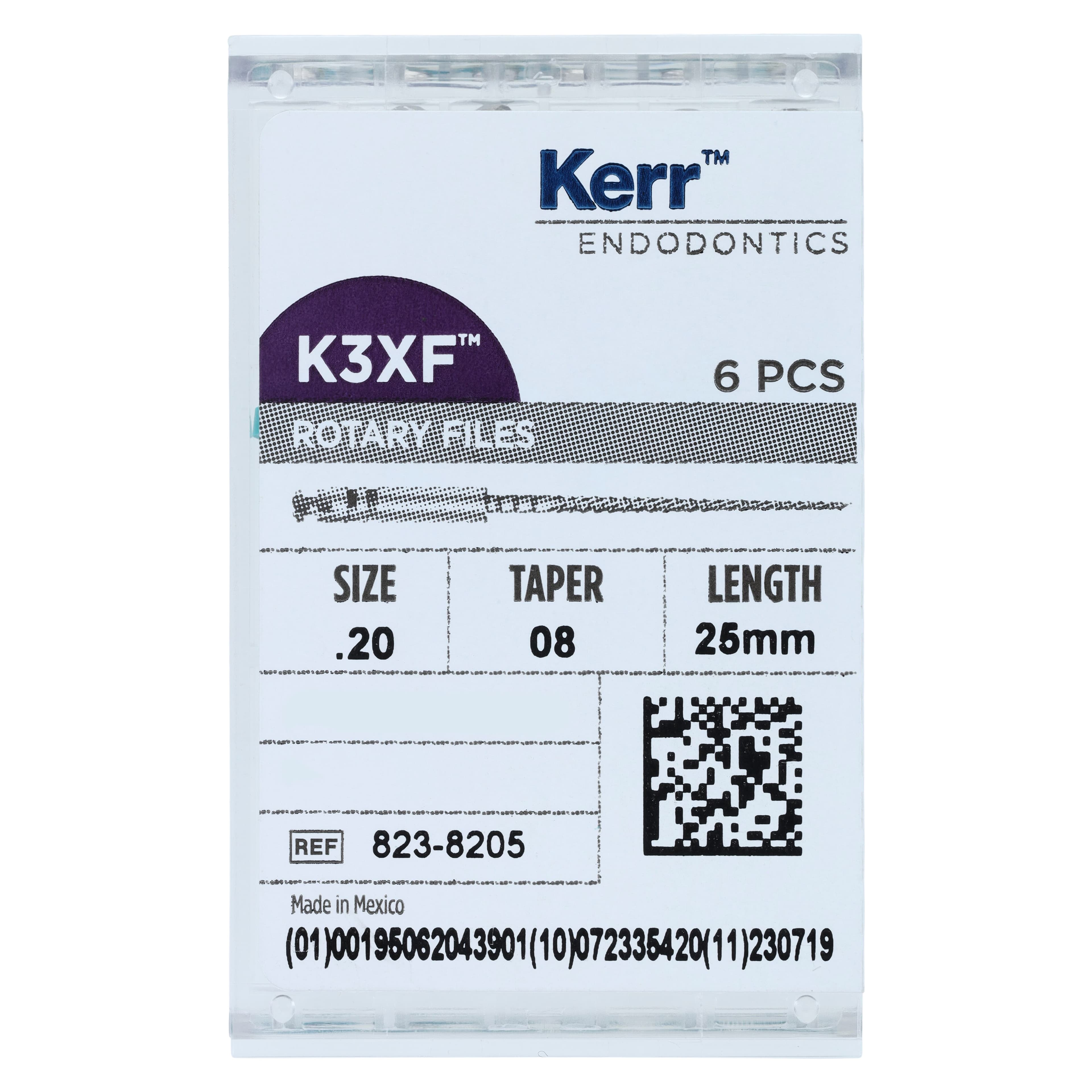 K3XF Nickel Titanium Rotary File, #20, .08 Taper, 25mm, Yellow, 6/Pk, 823-8205 thumbnail 6