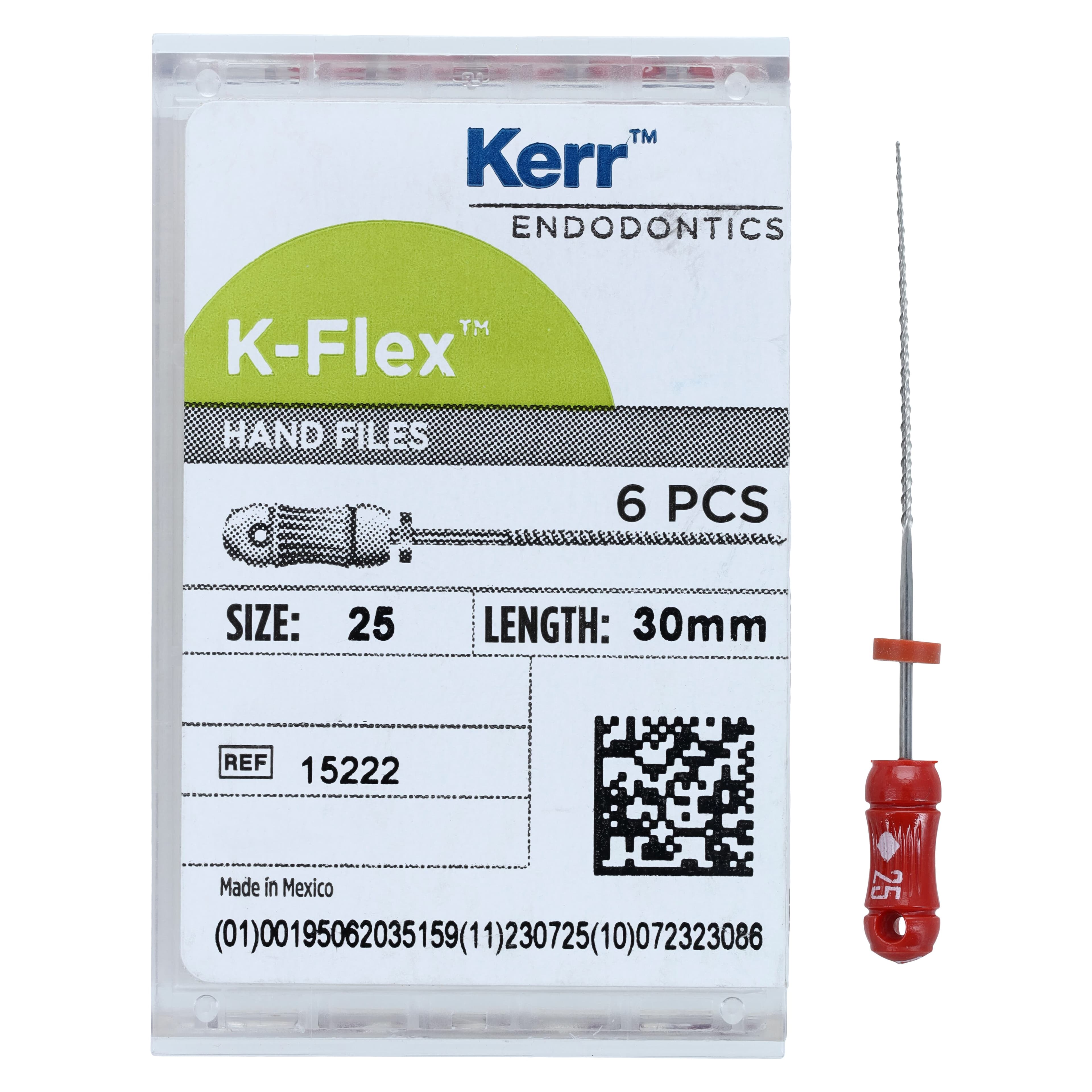 Kerr K-Flex Files #25, 30mm, Stainless Steel, Red, 6/Pack, 15222 thumbnail 4