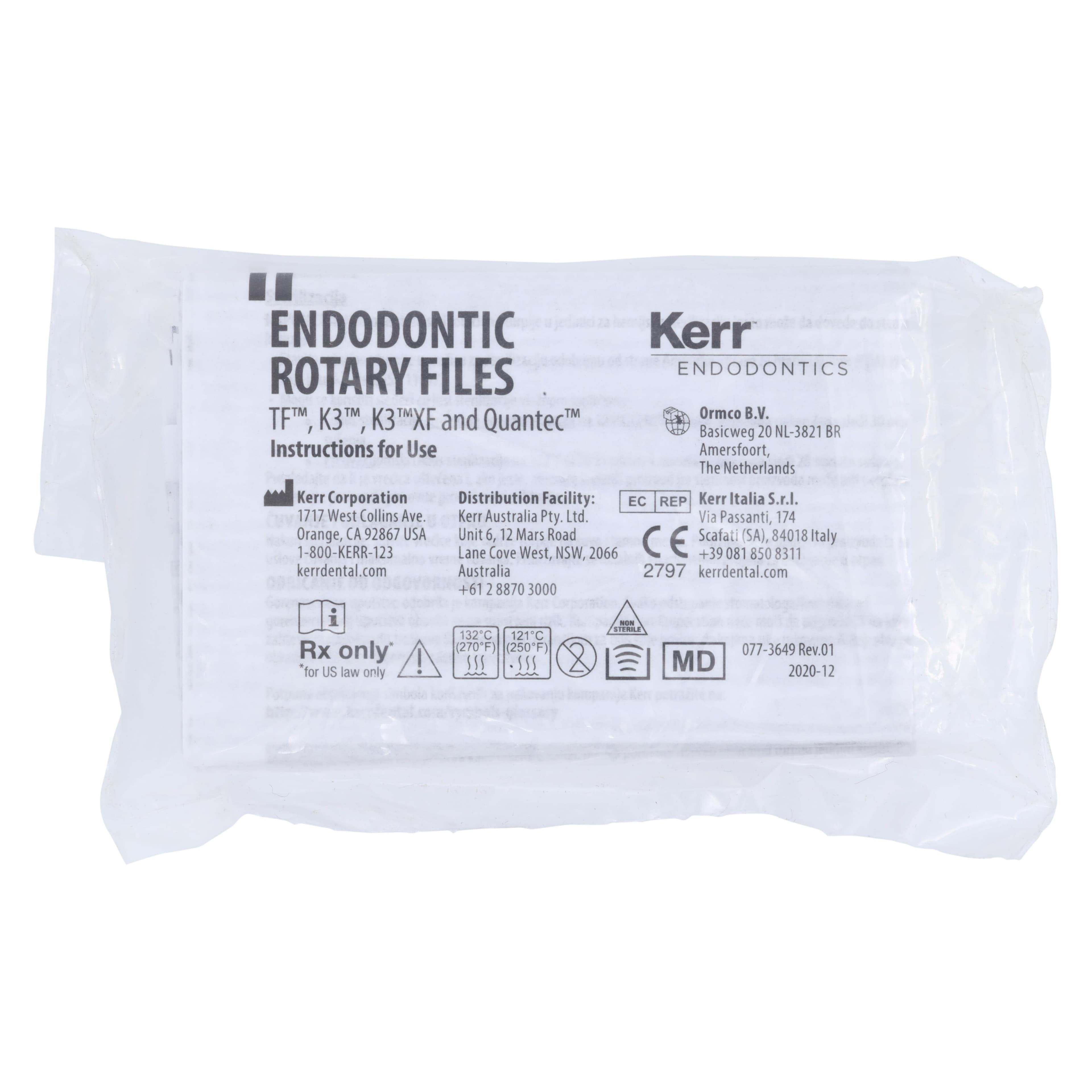 Kerr K3XF Nickel Titanium Rotary File, Size #15, .06 Taper, 30mm, White, Pack of 6, 823-6150 thumbnail 2