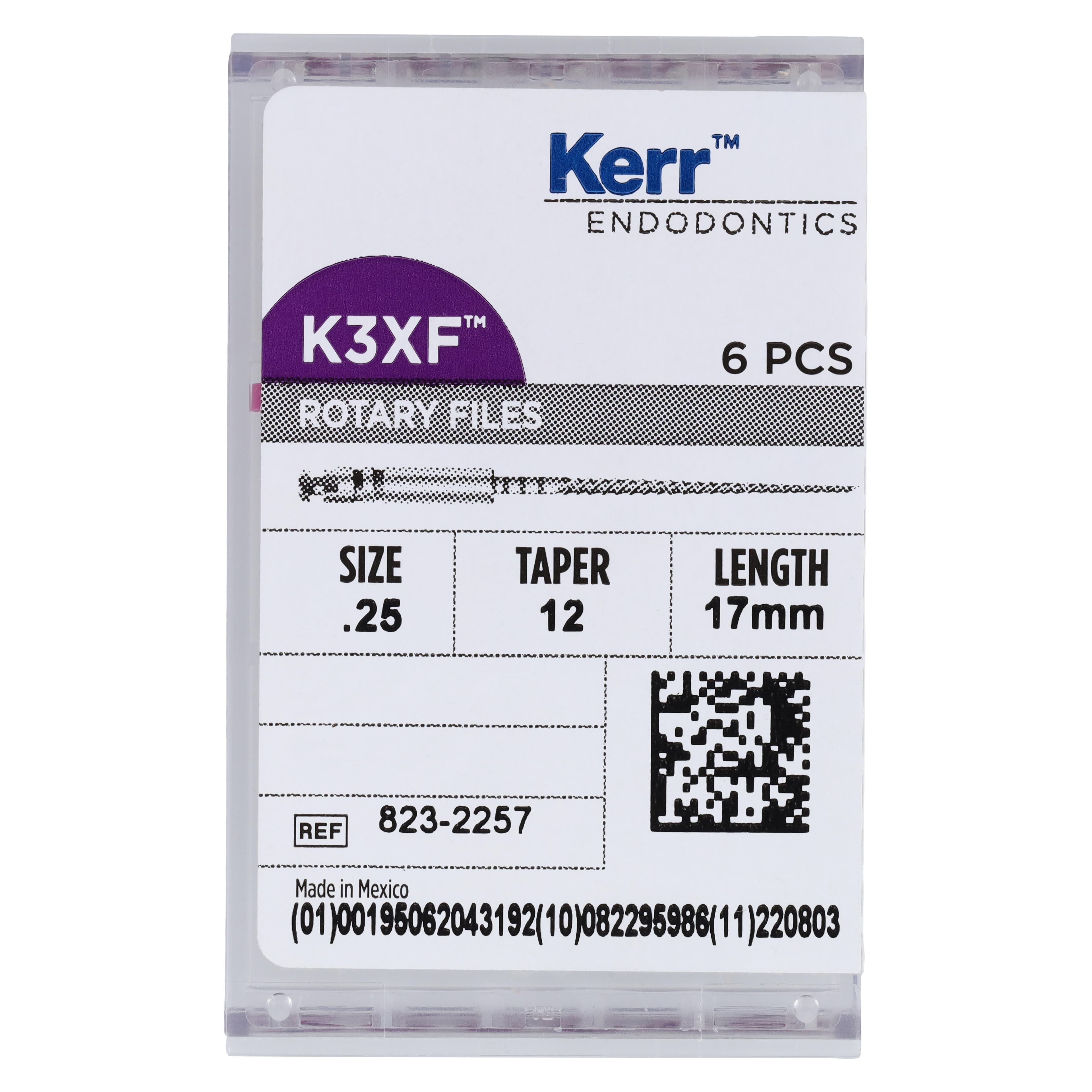 Kerr K3XF Nickel Titanium Rotary File, Size #25, Taper .12, 17mm, Red, Pack of 6, 823-2257 thumbnail 6