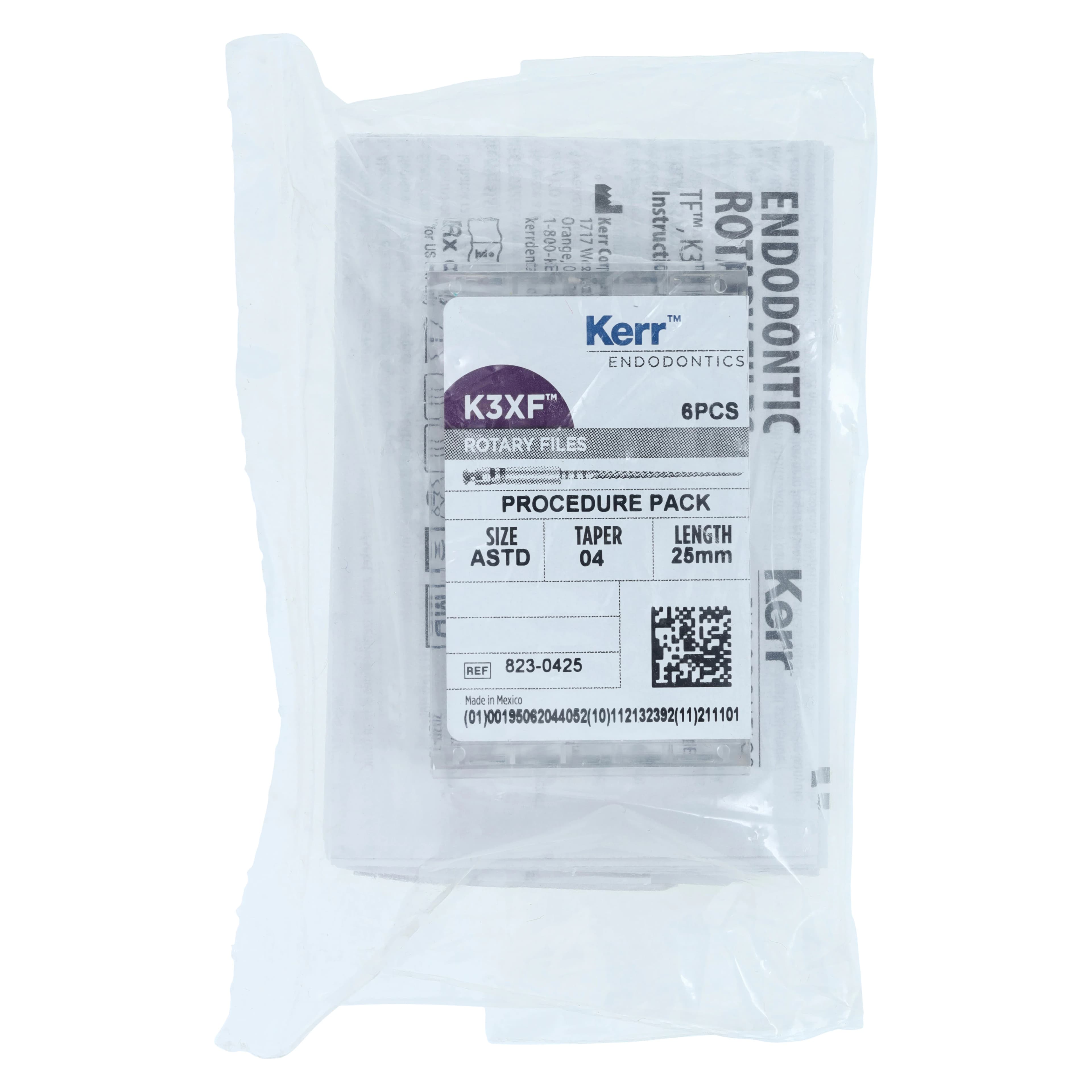 Kerr K3XF NiTi Rotary File Procedure Pack, .04 Taper, 25mm & 17mm Assorted, 6/Pack, 823-0425 - K3XF Procedure Pack - Image 1