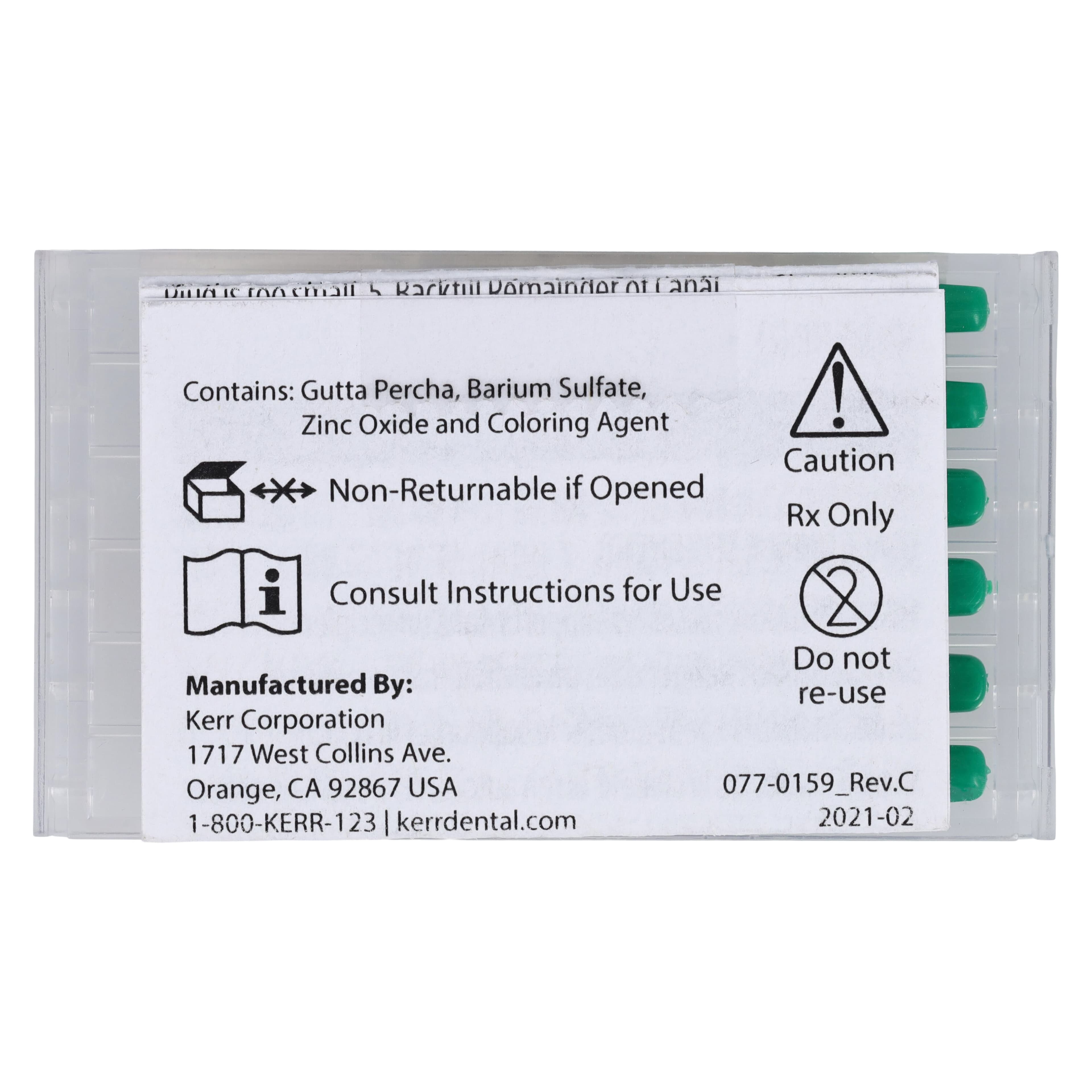 Kerr SimpliFill Apical Gutta Percha Obturators, 25 mm, Size 35, Green, 6/Pkg, 972-3525 thumbnail 2