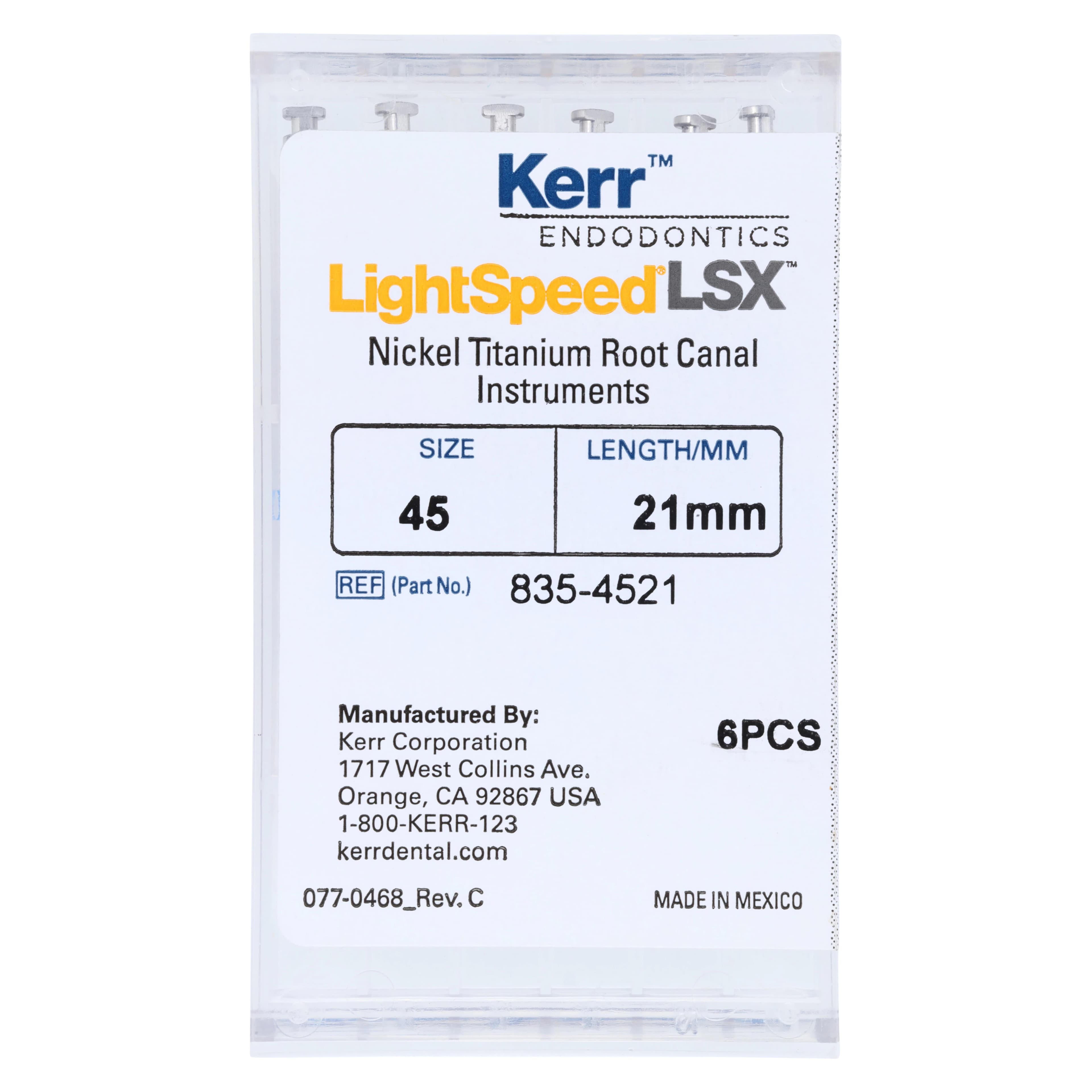 LightSpeed LSX Rotary File, Size #45, 21mm, 6/Pkg, LX21045 (835-4521) - #45 LightSpeed LSX 21mm Pack of 6 - Image 1