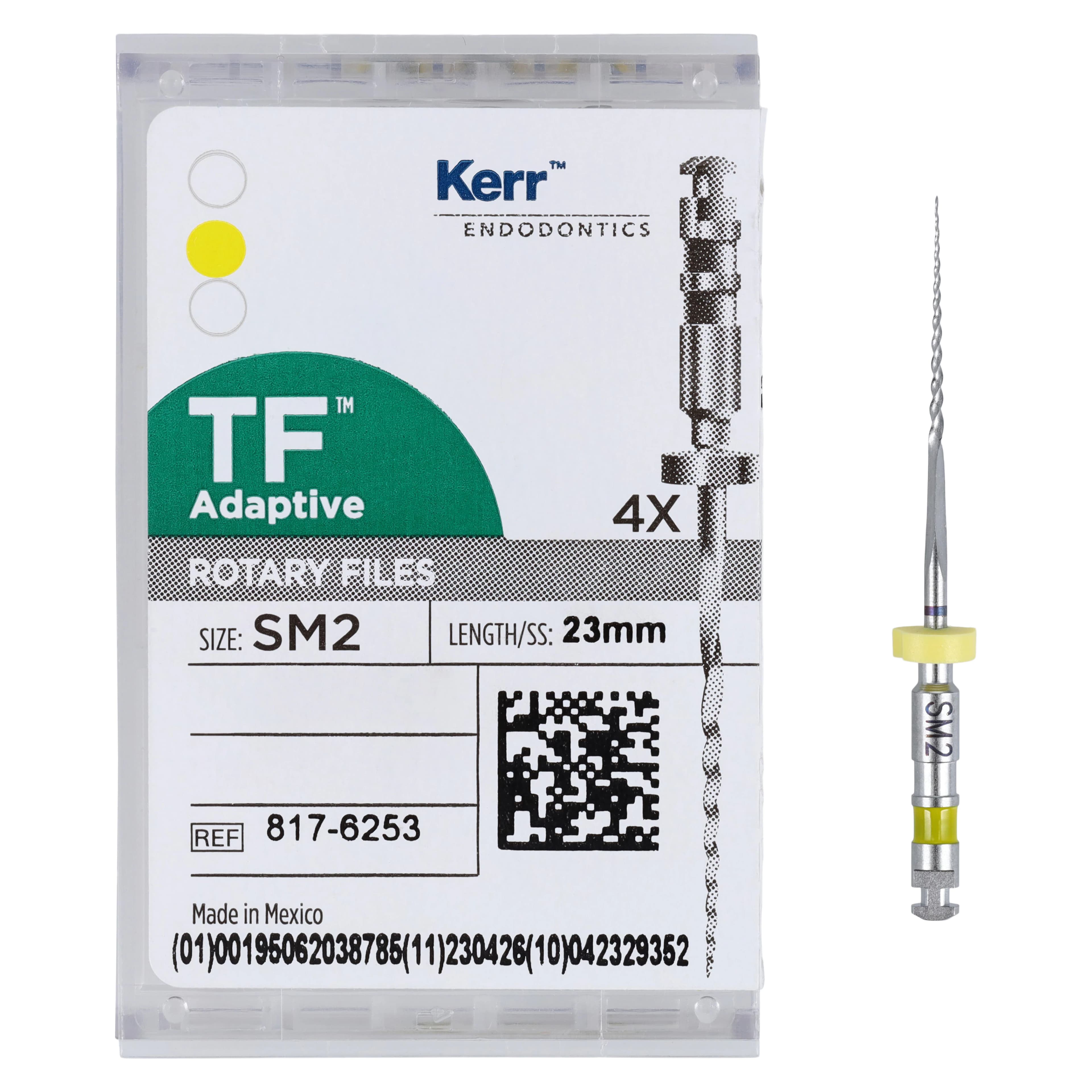 Kerr TF Adaptive Nickel-Titanium Rotary Files, SM2, 23 mm, Yellow, 4/Pkg, 817-6253 thumbnail 5