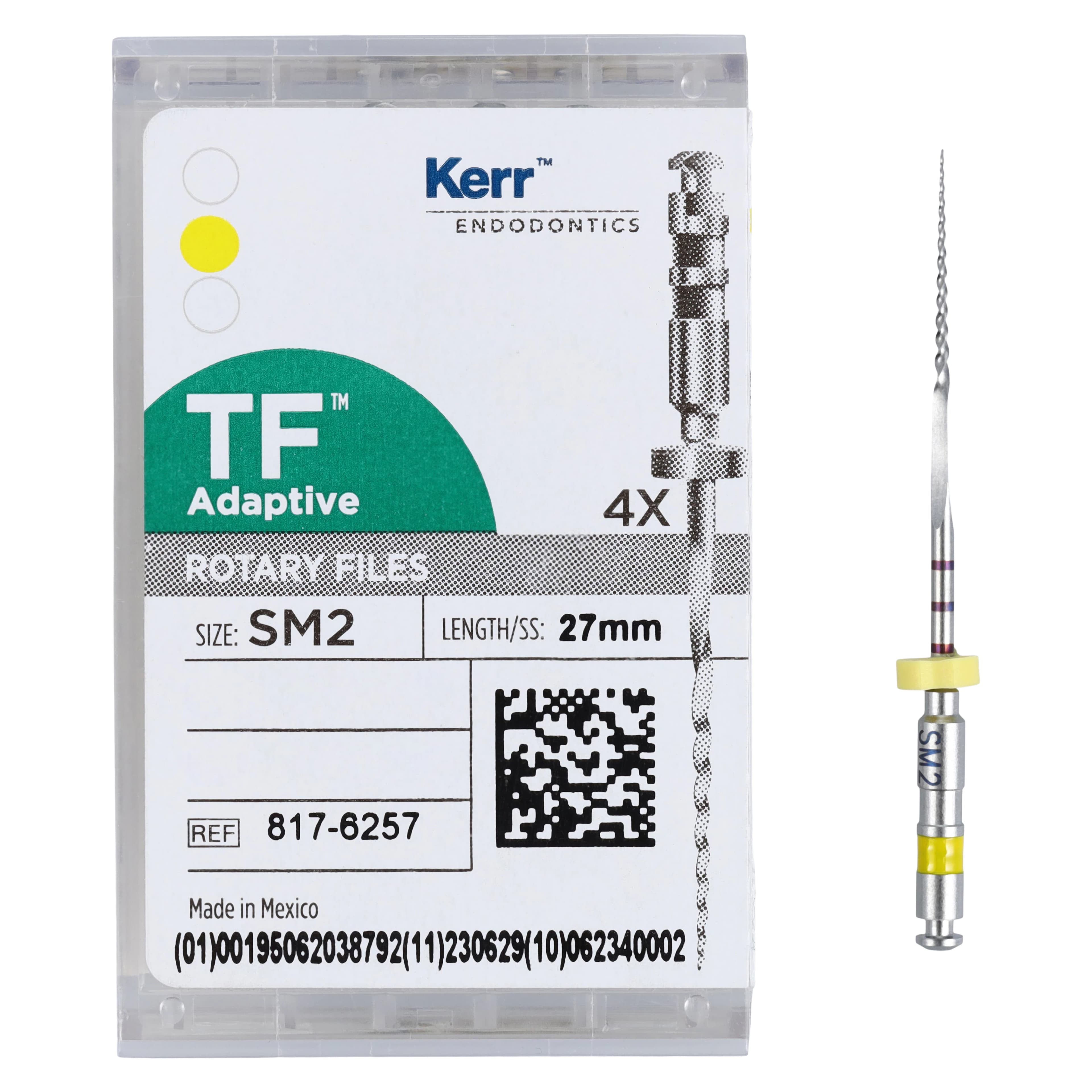 Kerr TF Adaptive Nickel-Titanium Rotary Files, SM2, 27mm, Yellow, 4/Pkg, 817-6257 thumbnail 5