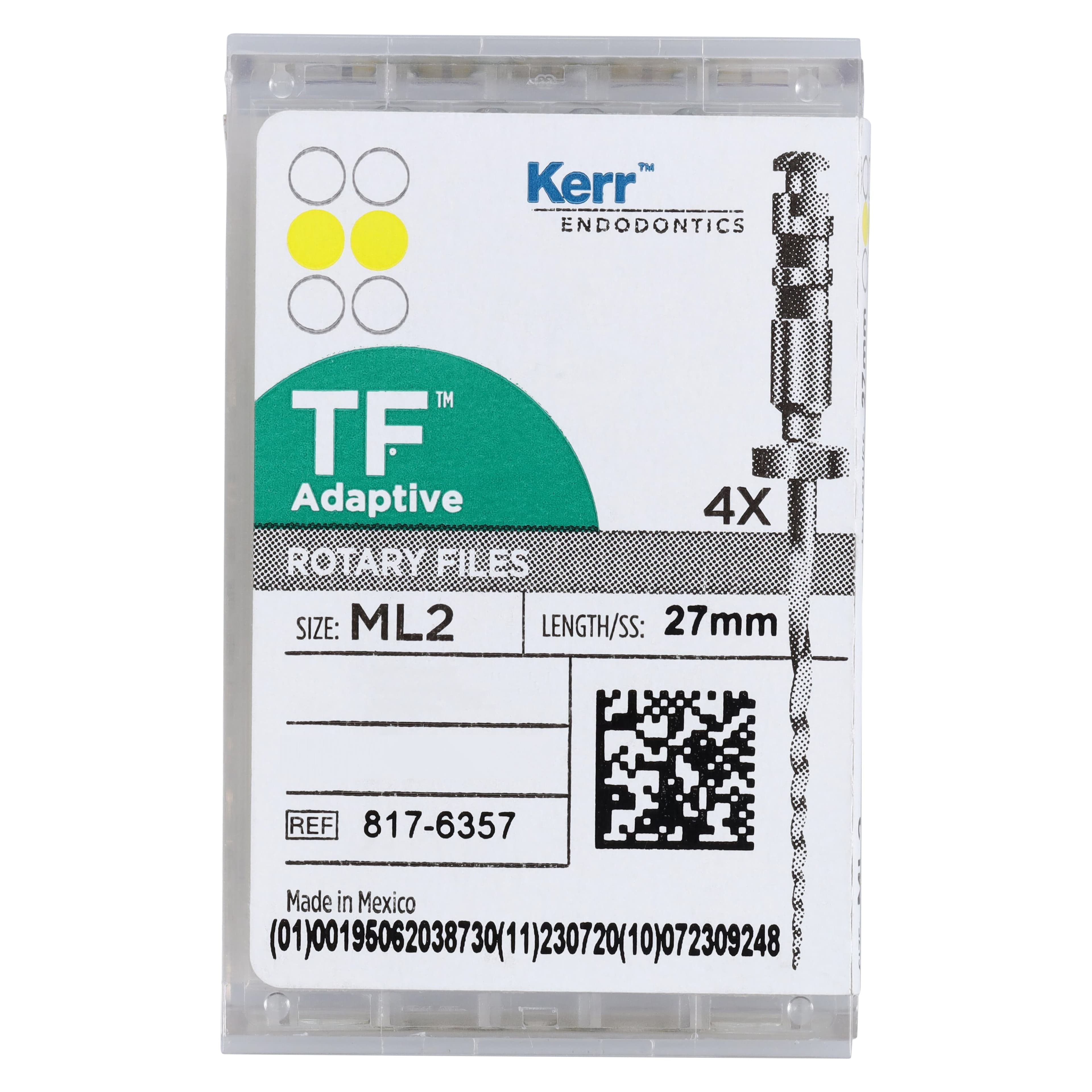 TF Adaptive Nickel-Titanium Rotary Files, ML2, 27 mm, Yellow, 4/Pk, 817-6357 thumbnail 6