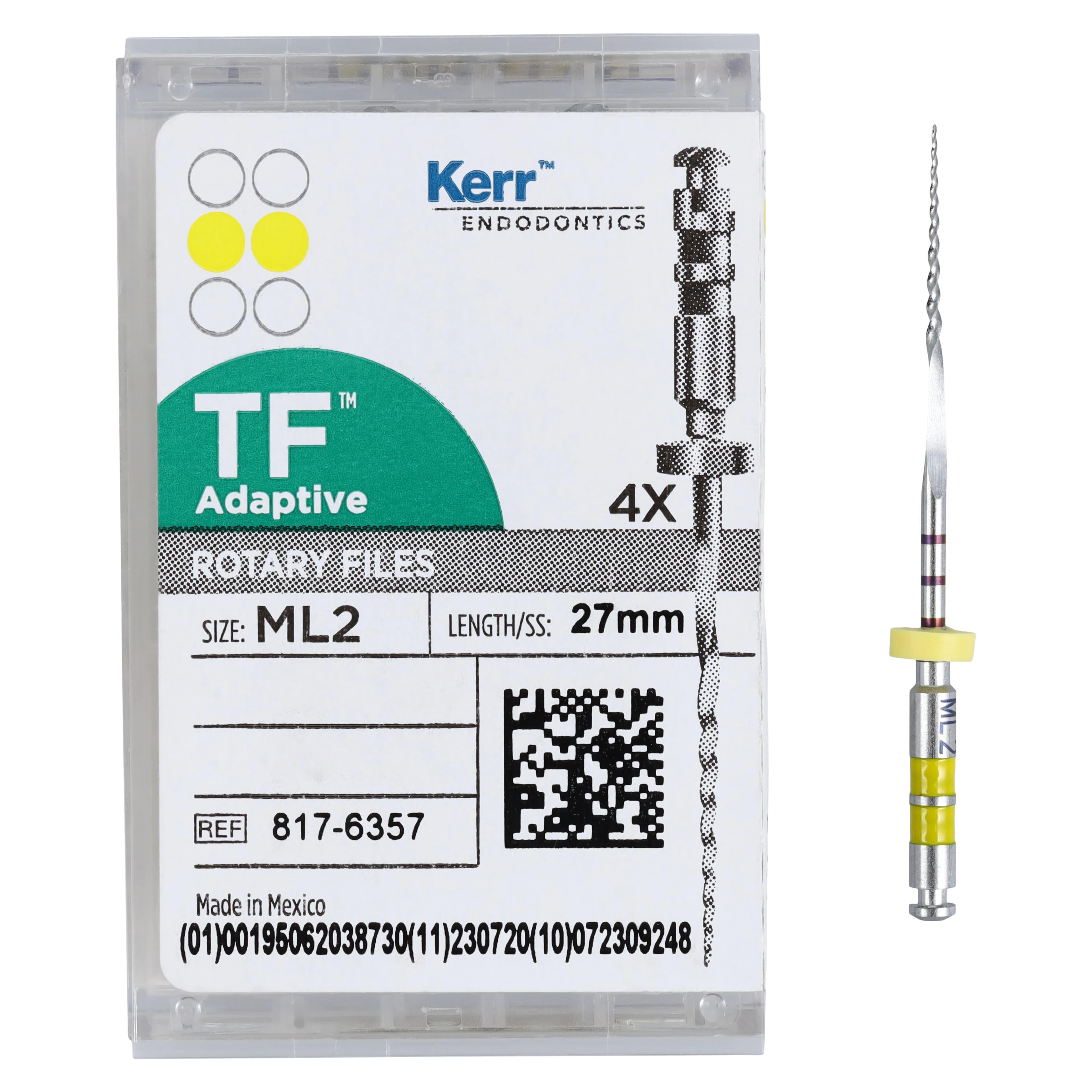 TF Adaptive Nickel-Titanium Rotary Files, ML2, 27 mm, Yellow, 4/Pk, 817-6357 thumbnail 5