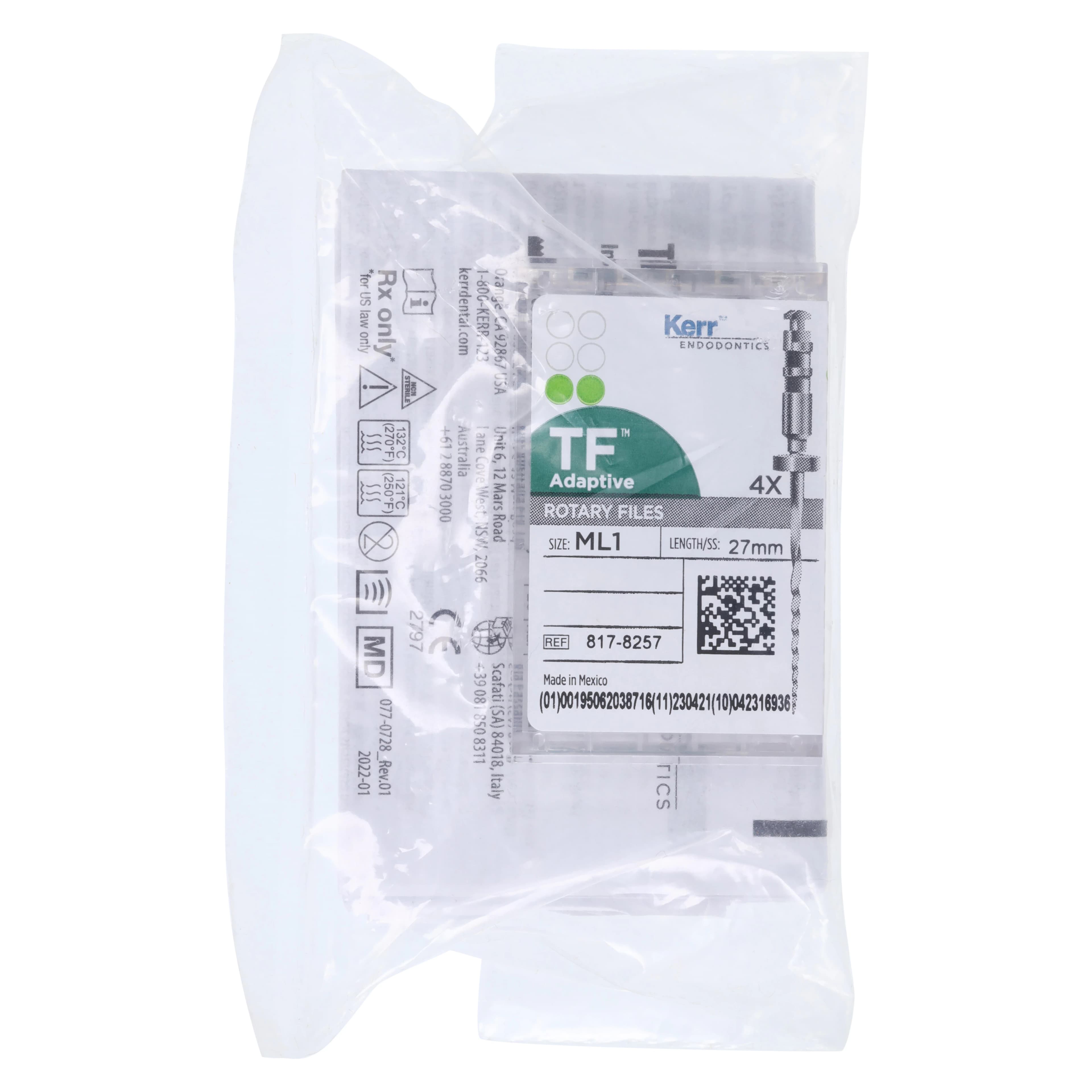 TF Adaptive Nickel-Titanium Rotary Files, ML1, Green, 27 mm, 4/Pk, 817-8257 thumbnail 7