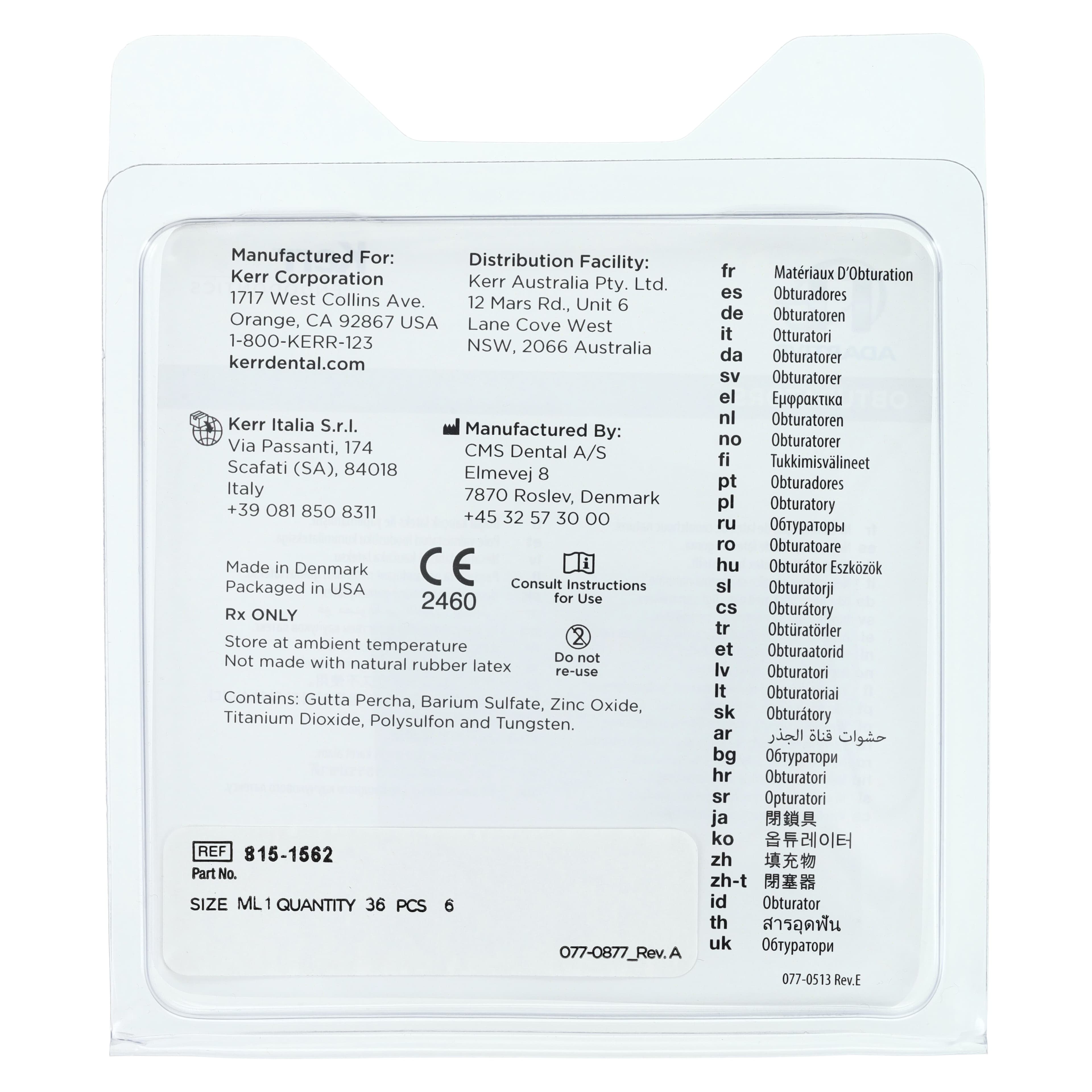 Kerr TF Adaptive Obturators, ML1 Medium/Large, Green, 36/Pack, 815-1562 thumbnail 4