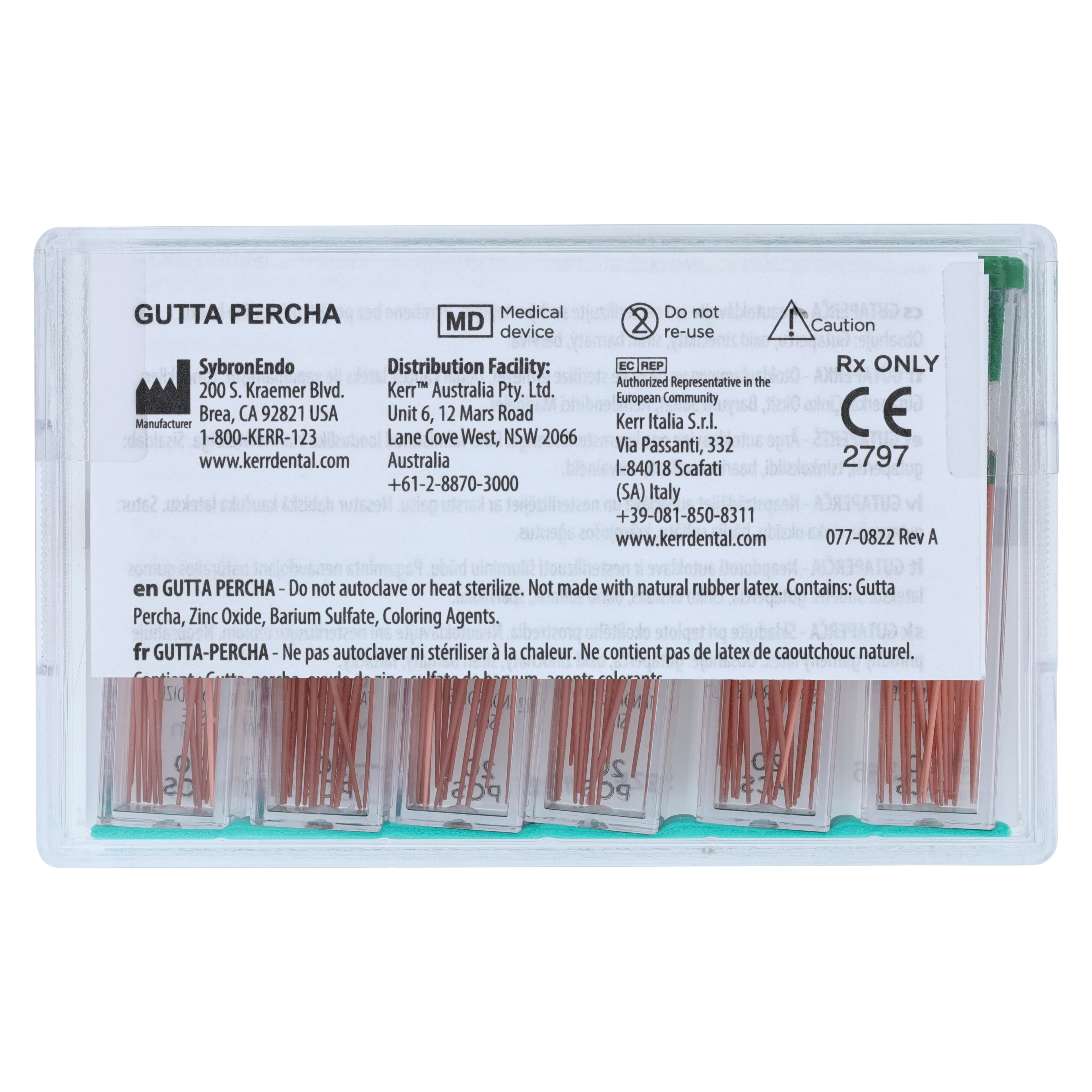 Kerr Standardized Gutta Percha Points, 0.02 Taper, ISO #35, Green, 120/Pk (6 Vials of 20), 14386 thumbnail 2