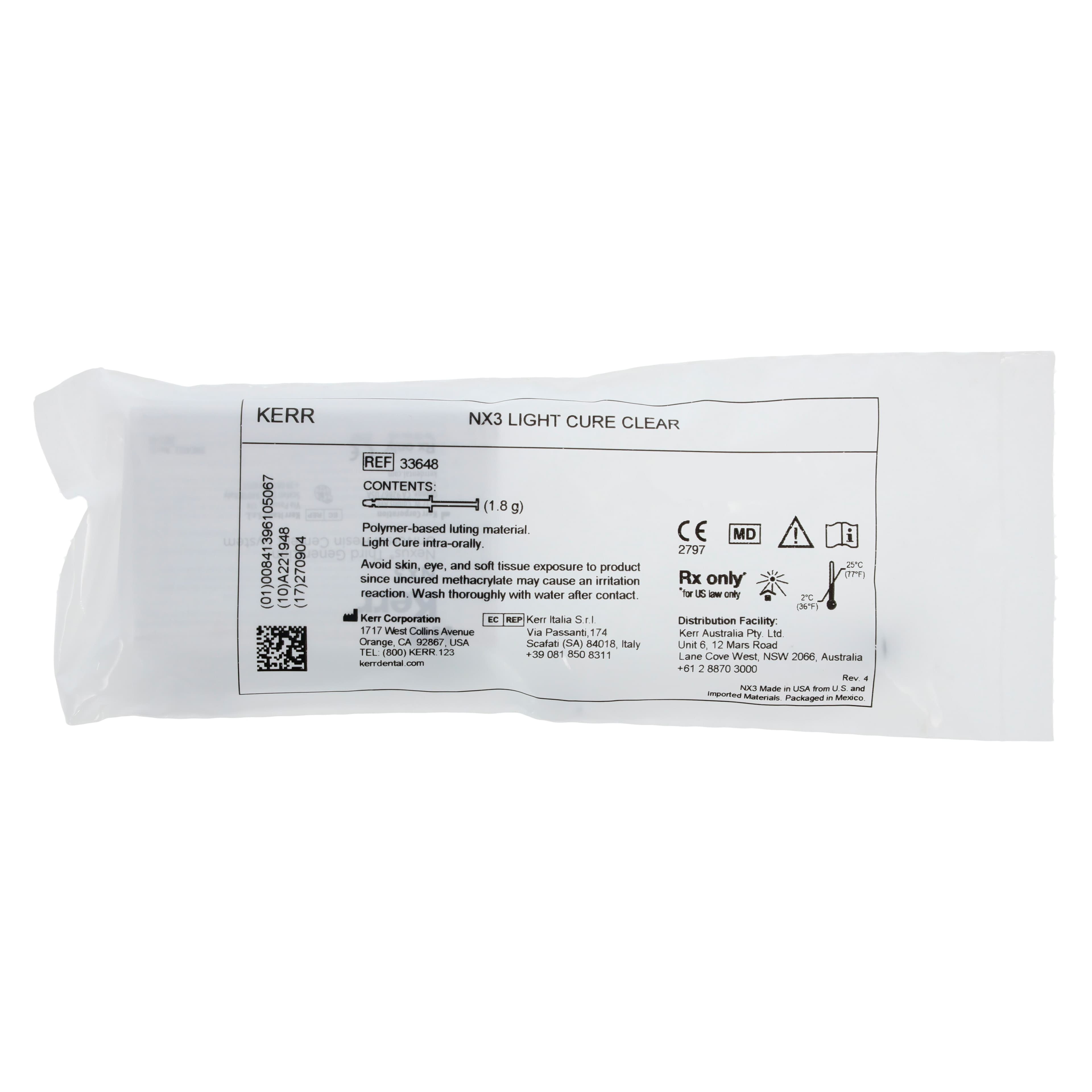Kerr NX3 Nexus Third Generation Light-Cure Resin Cement Refill Syringe, Clear, 1.8 g, #33648 thumbnail 3