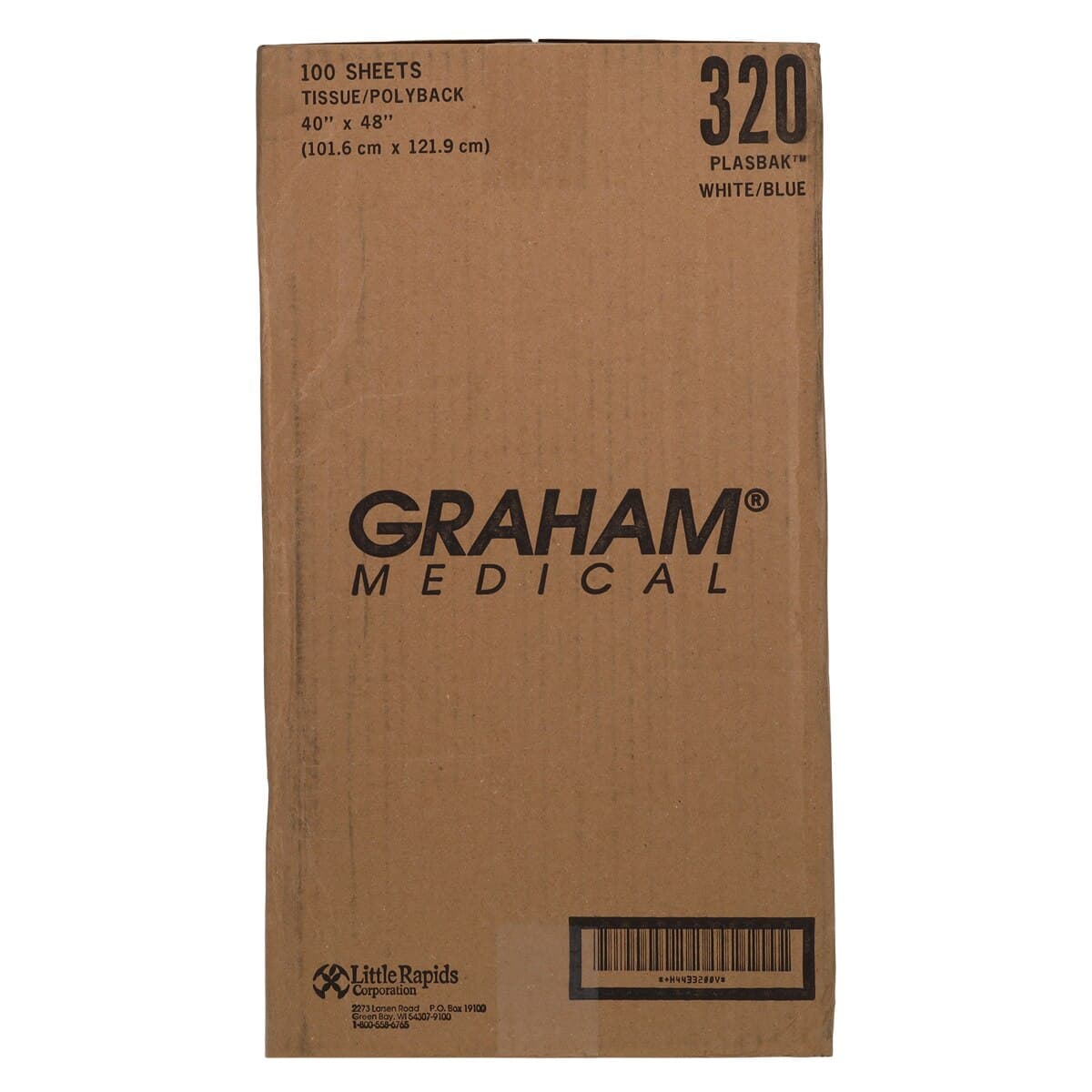 Graham Medical Tissue/Poly Standard Patient Drape, 48" x 40", White/Blue, 100/Case thumbnail 3