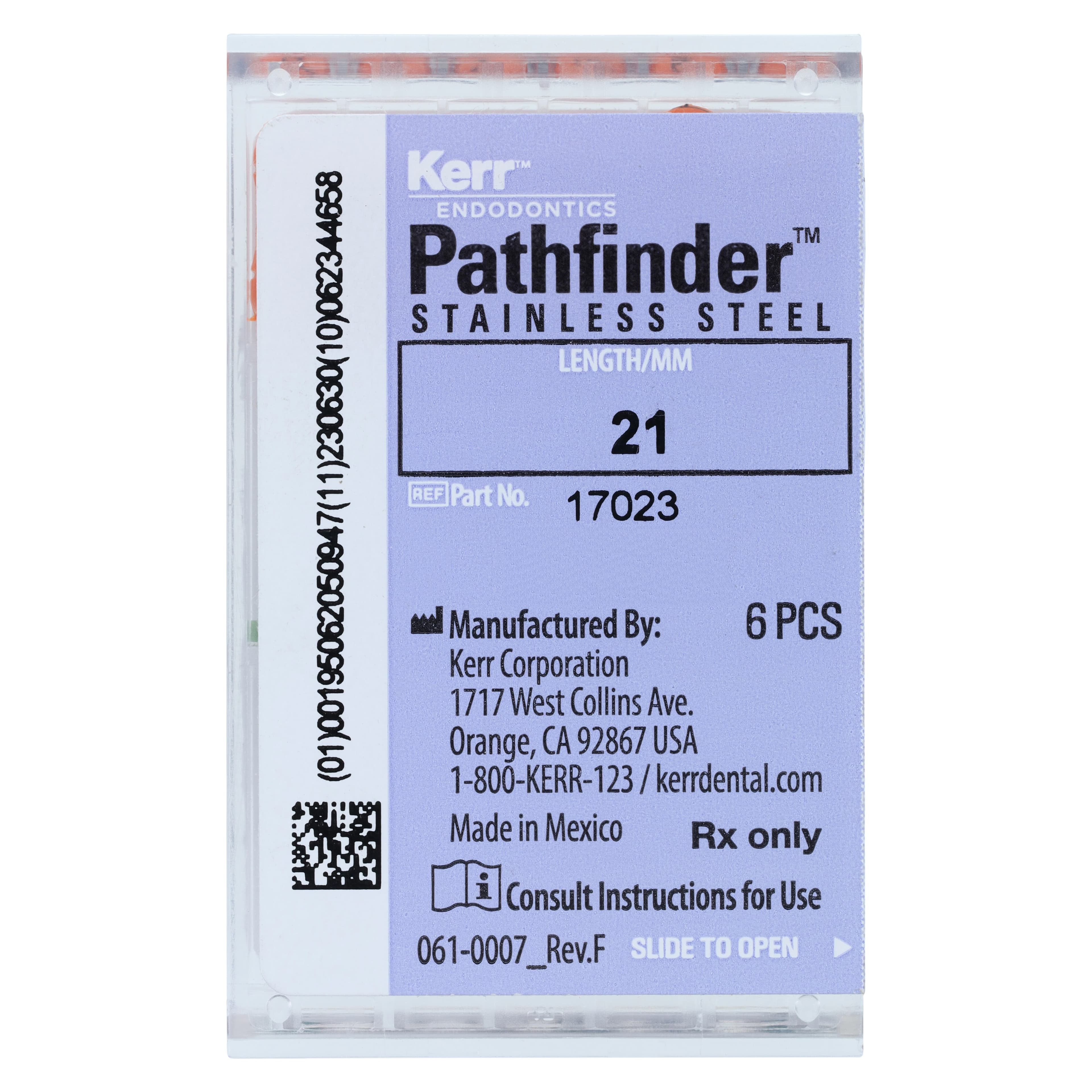 Kerr Pathfinder Stainless Steel Endodontic Hand Files, 21 mm, Approx. Size #7, Orange Handle, 6/Pk, 17023 thumbnail 6