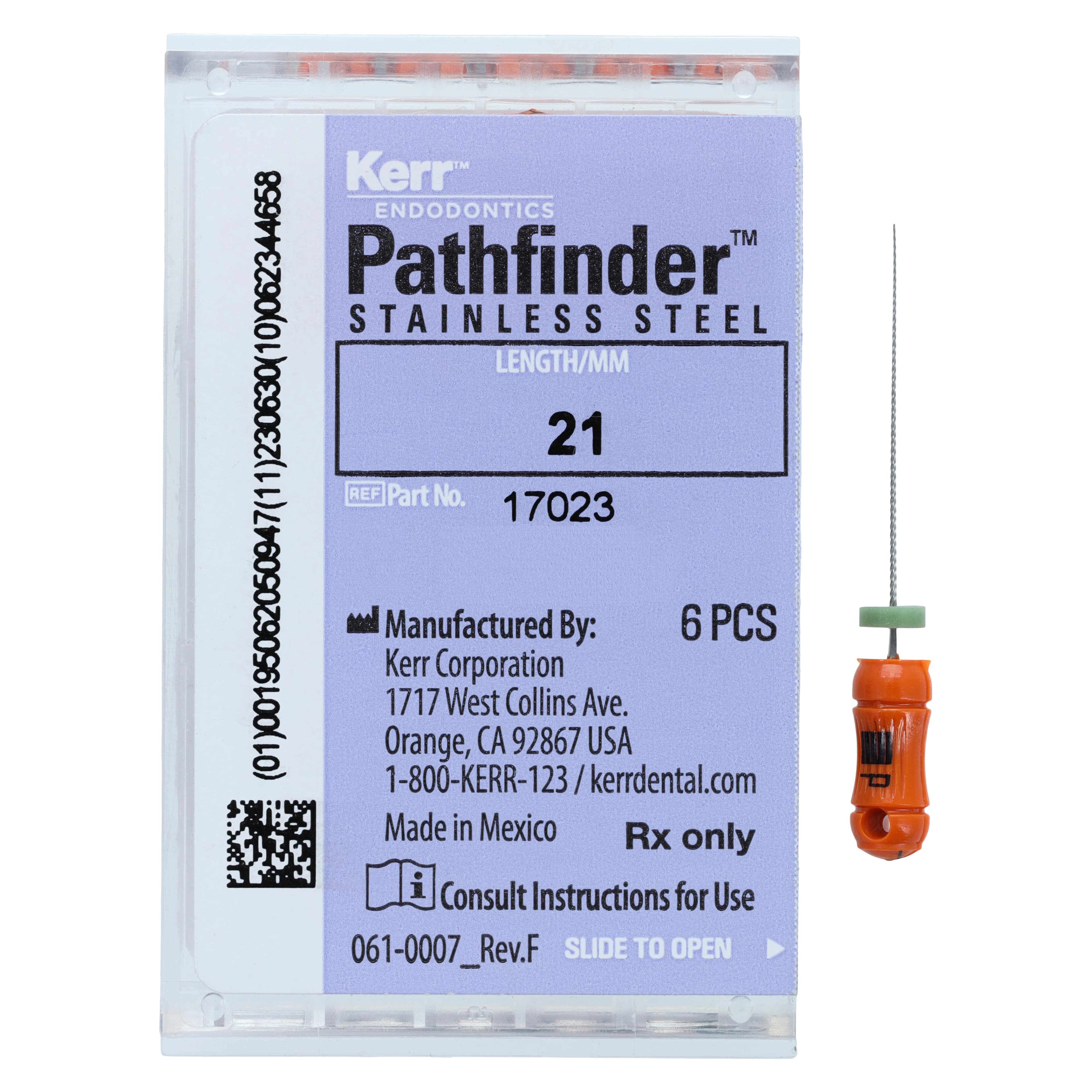 Kerr Pathfinder Stainless Steel Endodontic Hand Files, 21 mm, Approx. Size #7, Orange Handle, 6/Pk, 17023 thumbnail 5