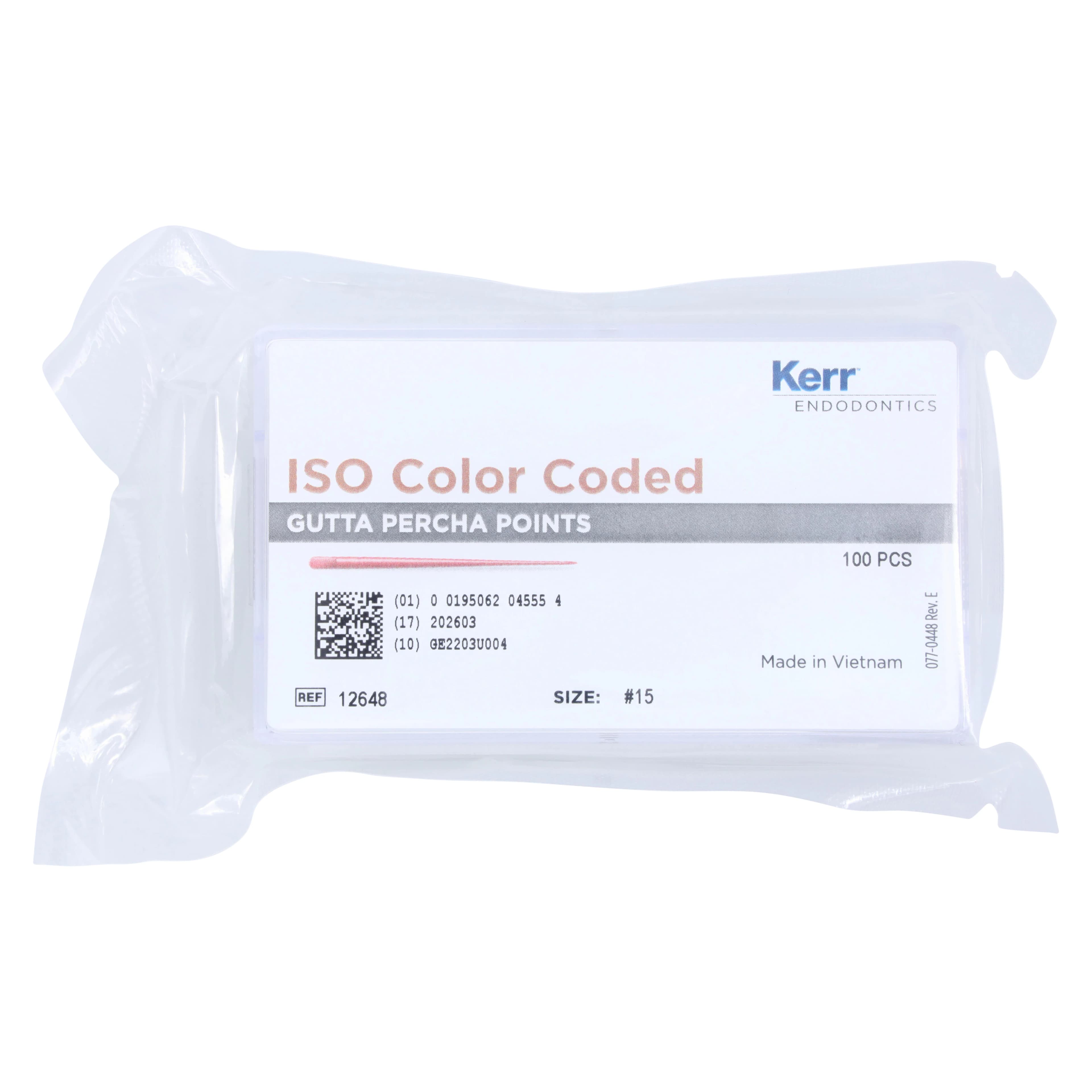 Kerr Standardized Gutta Percha Points, 0.02 Taper, ISO #15, White, 100/Box, 12648 - Standardized Gutta Percha Points, Compartment, 0.02 Taper, # 15, White, 100/Pk - Image 1