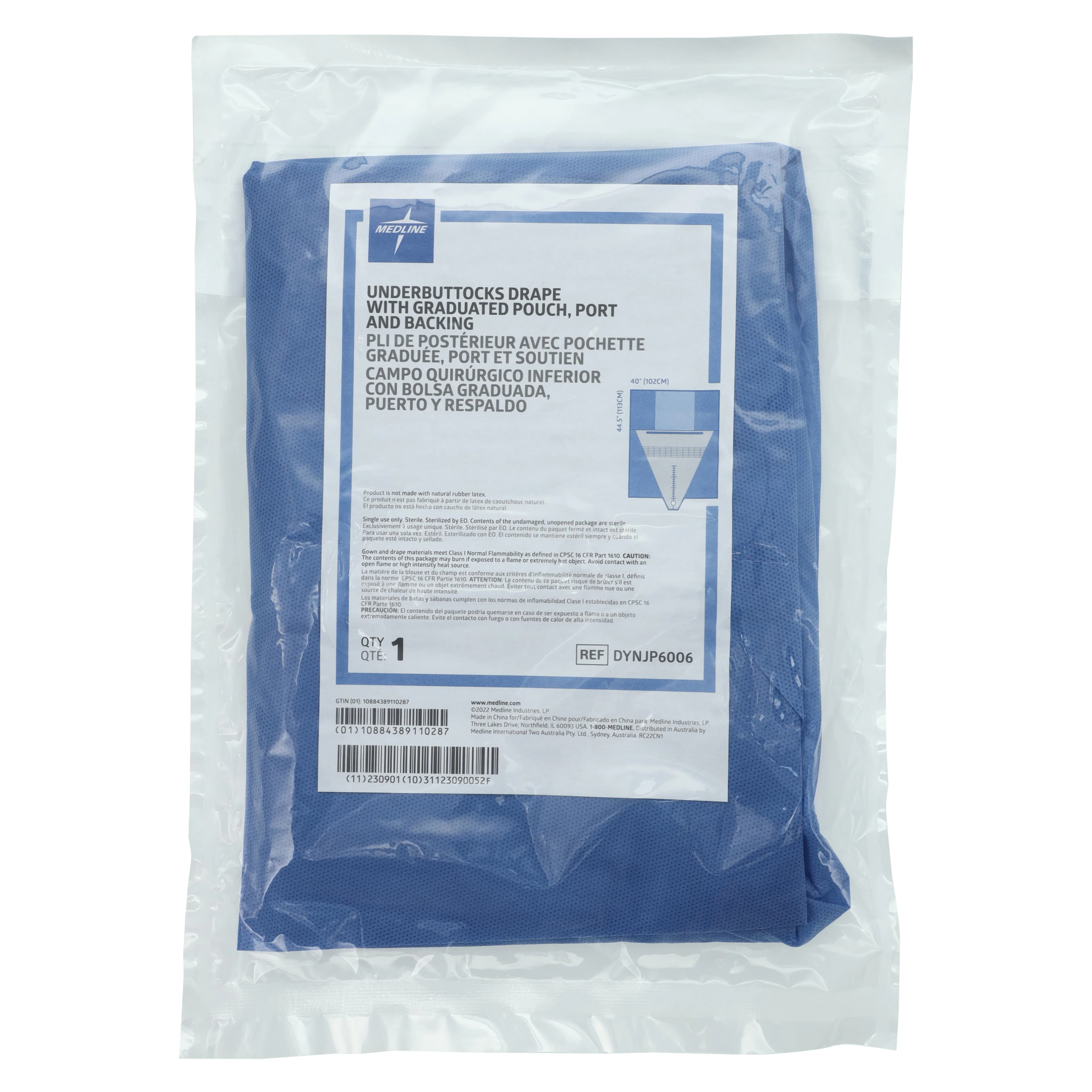 Medline Under Buttocks Drape with Pouch, Sterile, 40" x 44" - Drape Under Butt Grad Pouch - Image 1