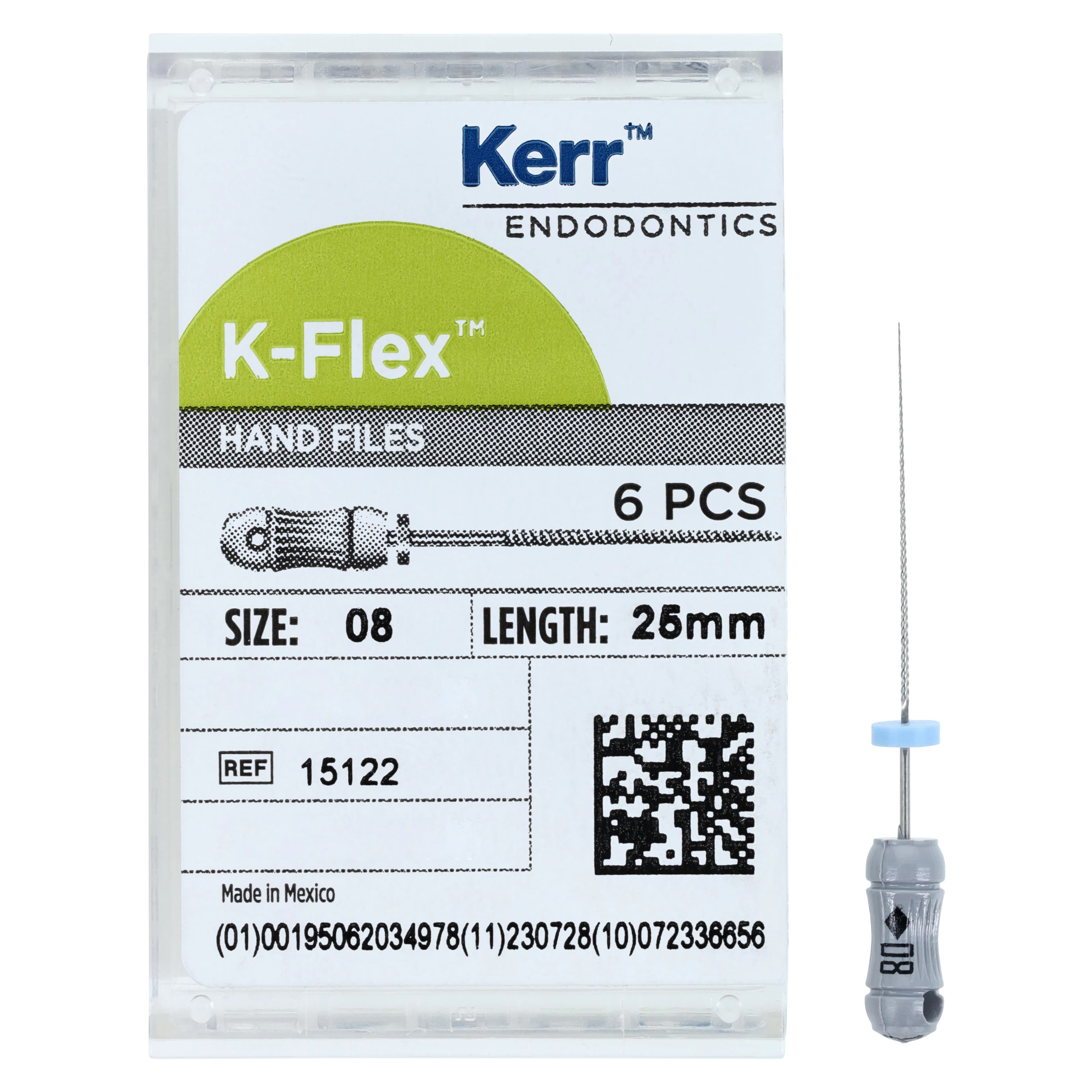 Kerr K-Flex Endodontic Files, #08 (Gray), 25 mm, Stainless Steel, 6/Box, 15122 thumbnail 4