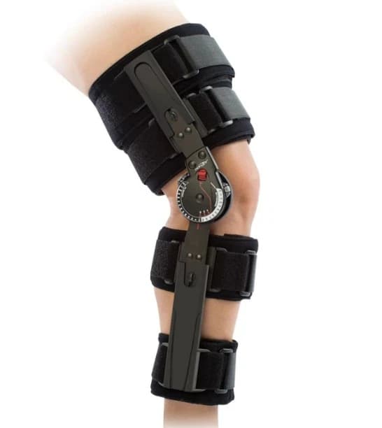 DJO X-Act ROM Lite Post-Operative Knee Brace, Neoprene, Adult, 18-25.5" Leg Circumference, Black - Brace Knee X-Act ROM Lite Blk - Image 1