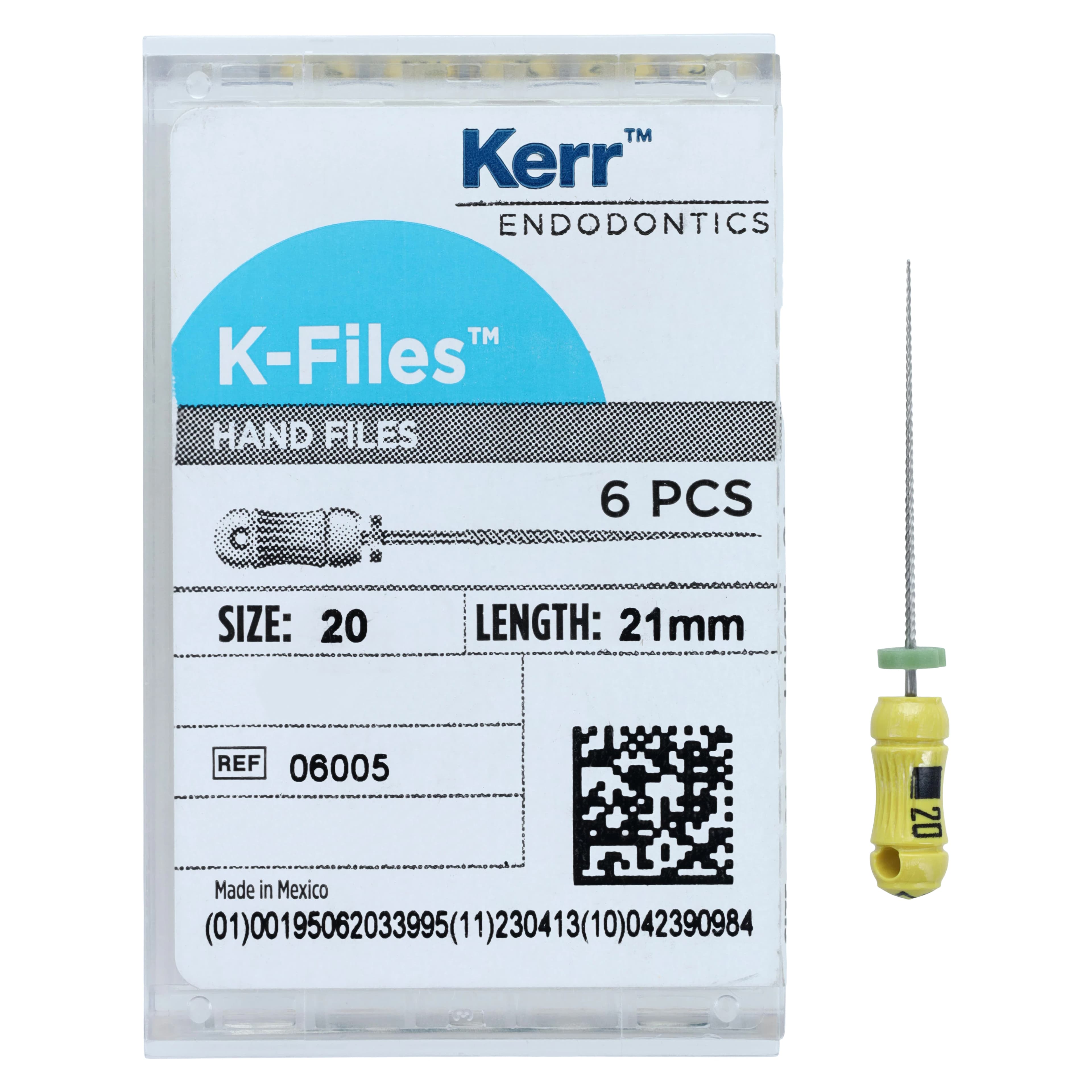 Kerr Endodontics K-Files, Stainless Steel, Size #20, 21mm, Yellow, 6/Pkg, 06005 thumbnail 3
