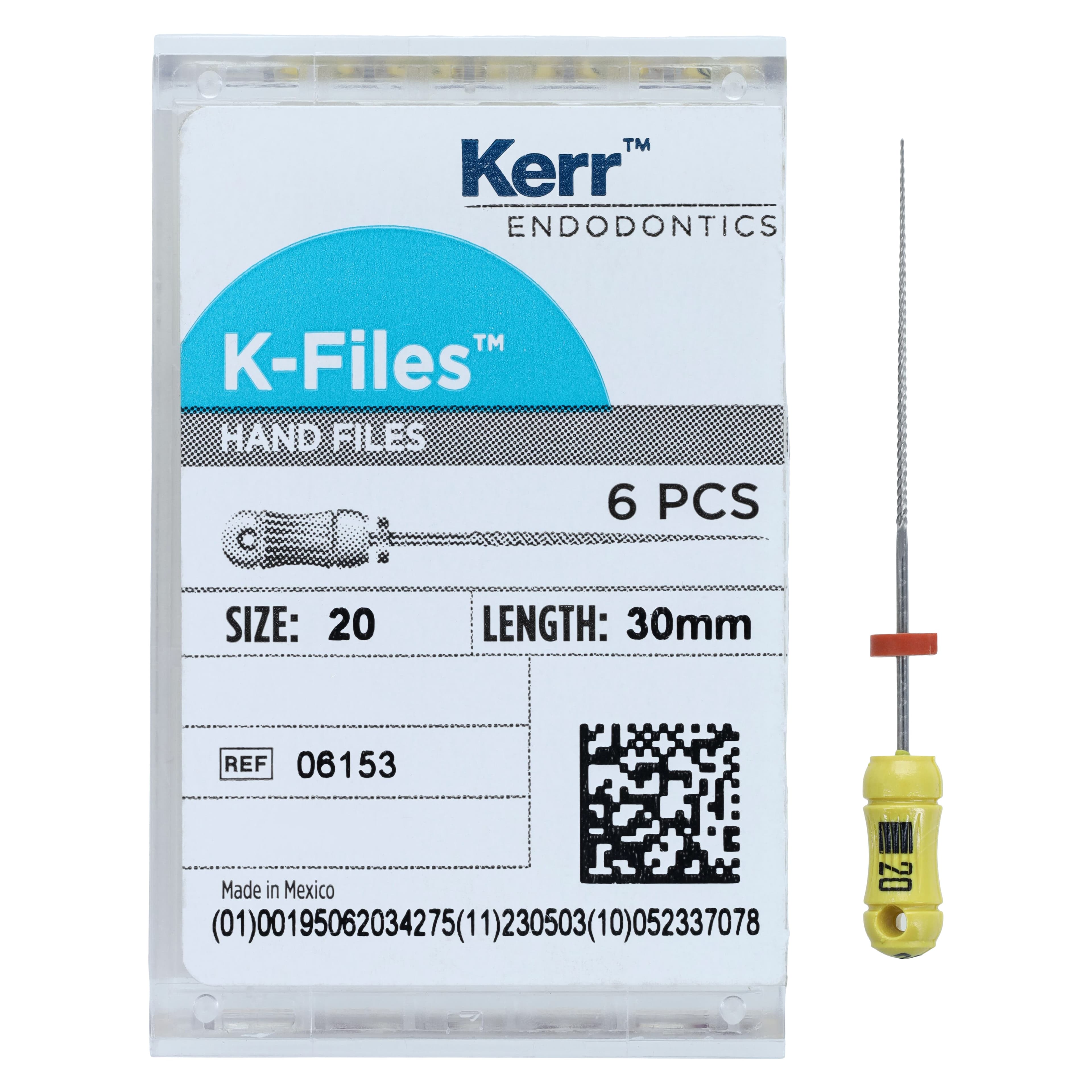 Kerr K-Files Stainless Steel Endodontic Hand Files, 30mm, Size #20, Yellow, 6/Box, 06153 thumbnail 4