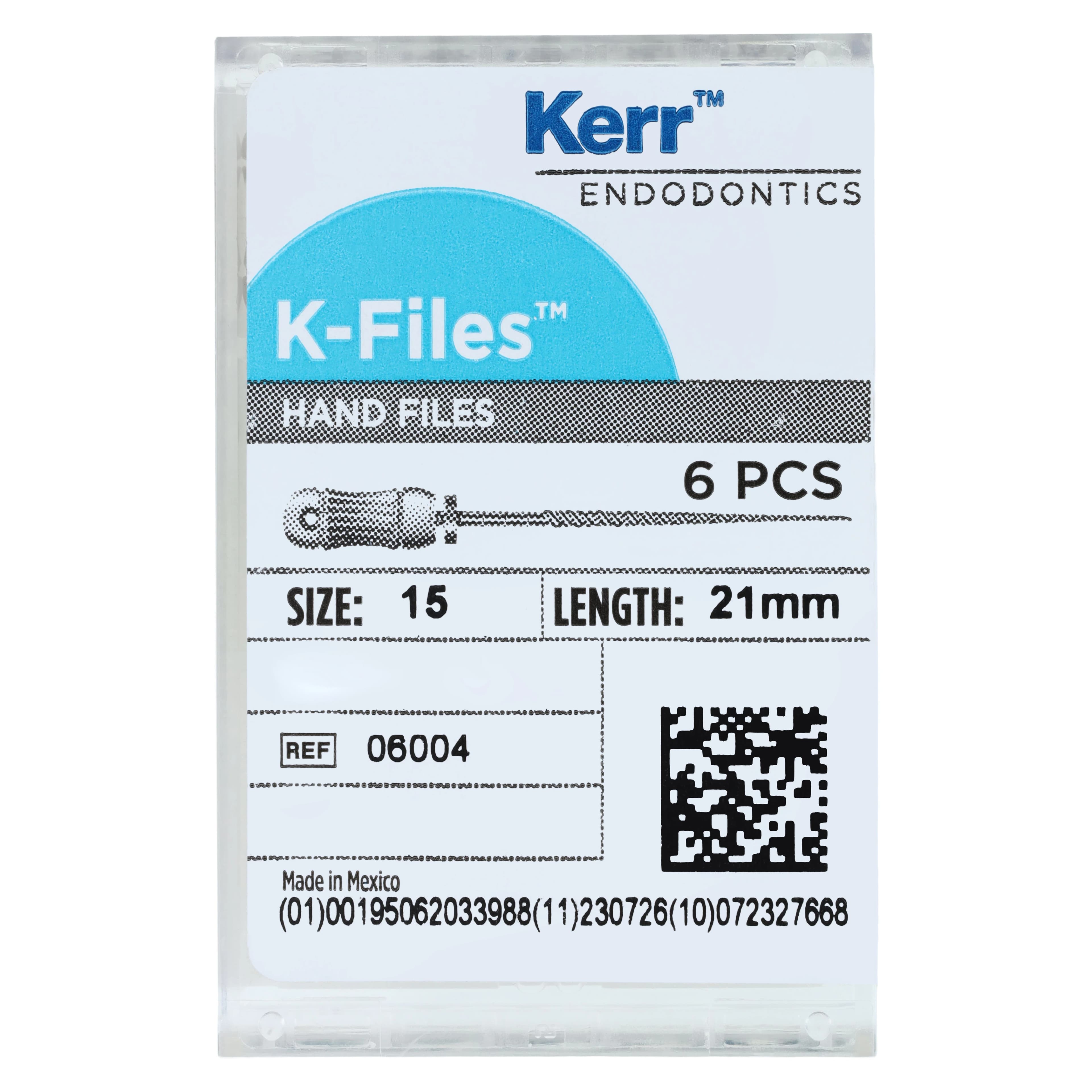 Kerr K-Files, Stainless Steel, 21 mm, #15, White, 6/Pk, 06004 thumbnail 6