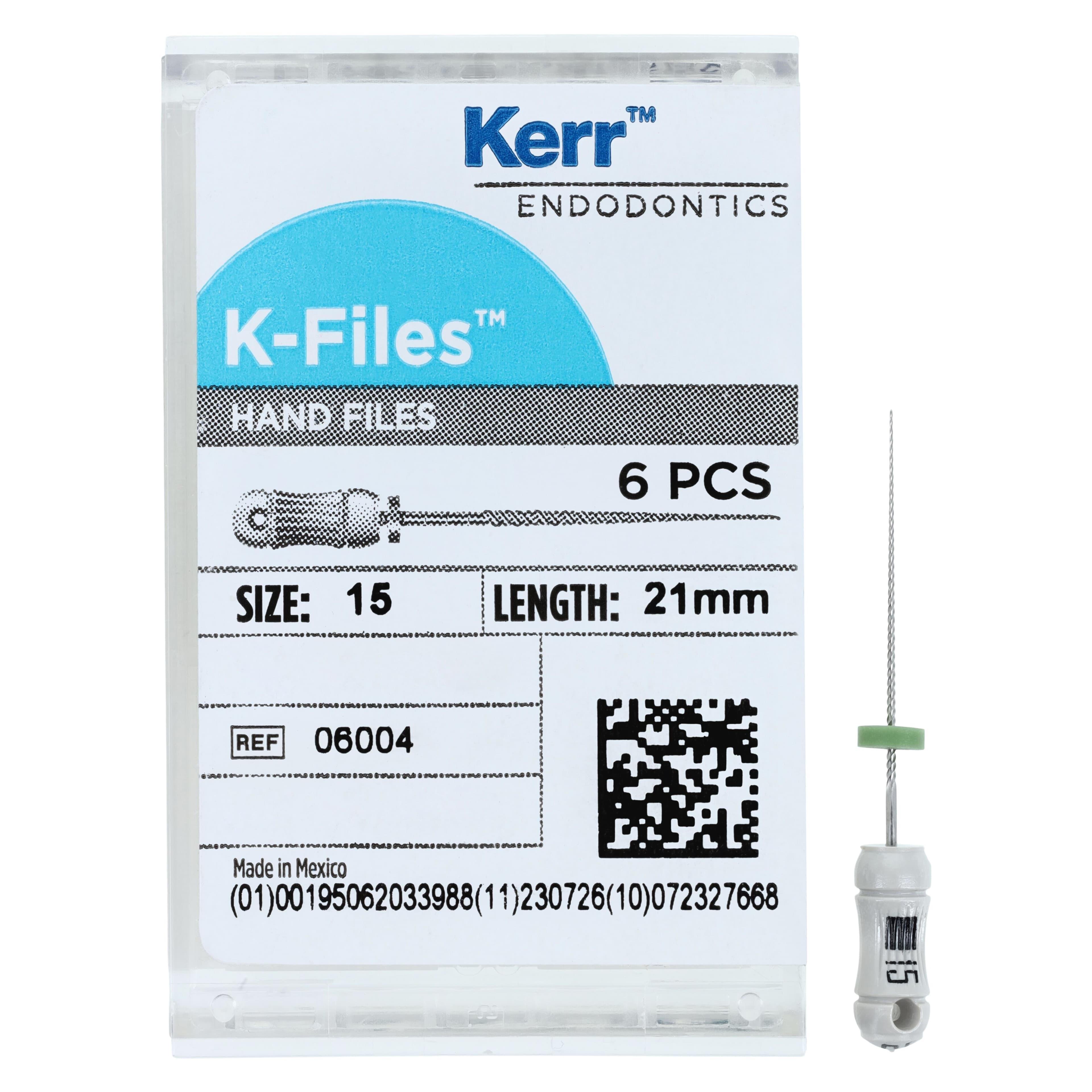 Kerr K-Files, Stainless Steel, 21 mm, #15, White, 6/Pk, 06004 thumbnail 5