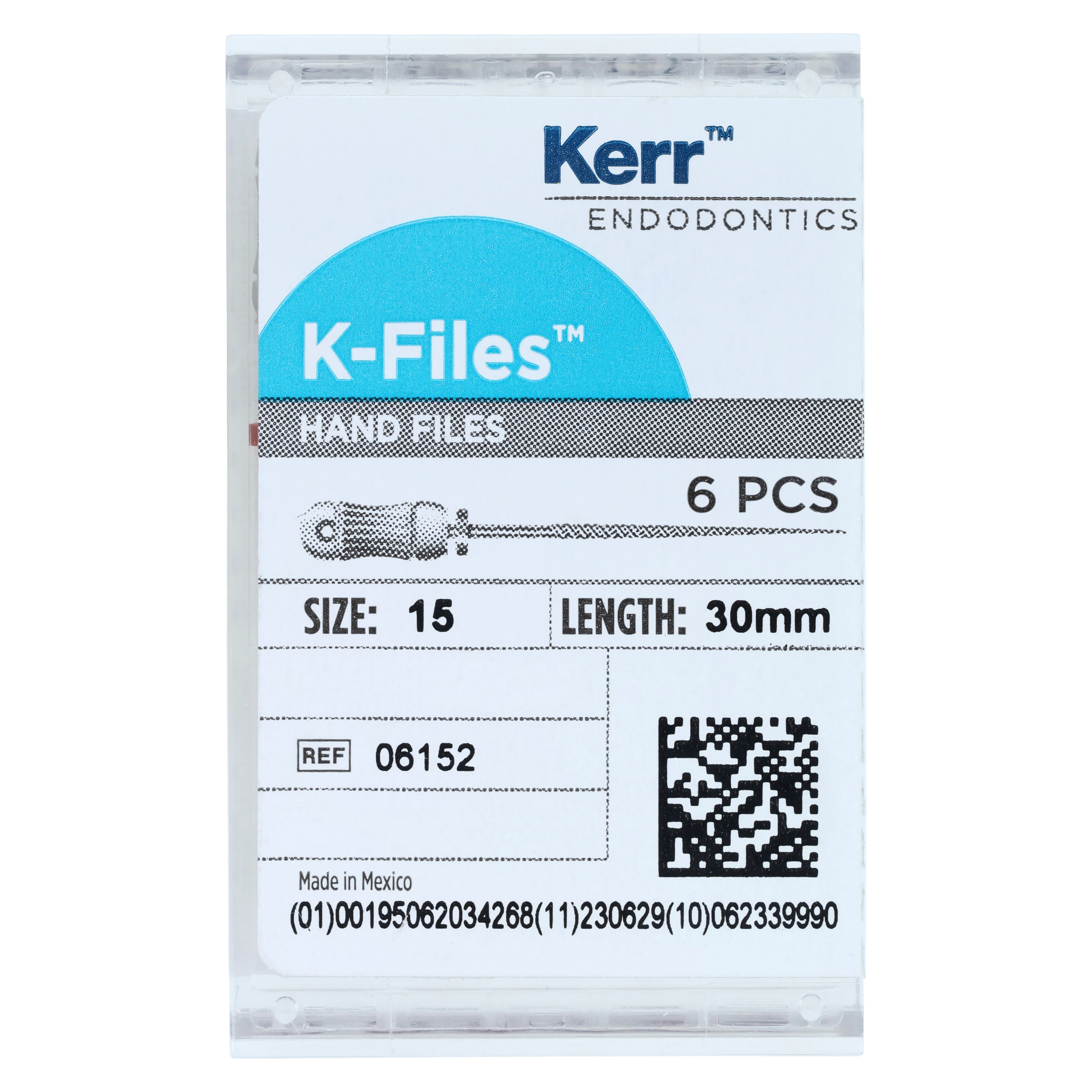 Kerr K-Files, Stainless Steel, 30 mm, #15, White, 6/Pk, 06152 thumbnail 5