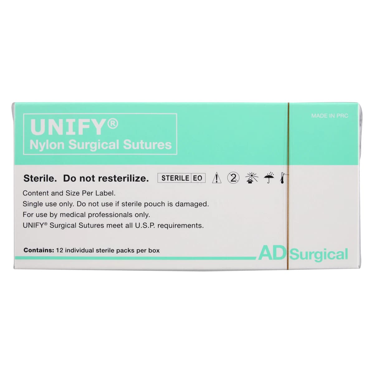 AD Surgical Unify Nylon Monofilament Suture, 6-0, 18", P-1 Reverse Cutting 3/8 Circle Needle 11mm, Black, Non-Absorbable, 12/Box thumbnail 4