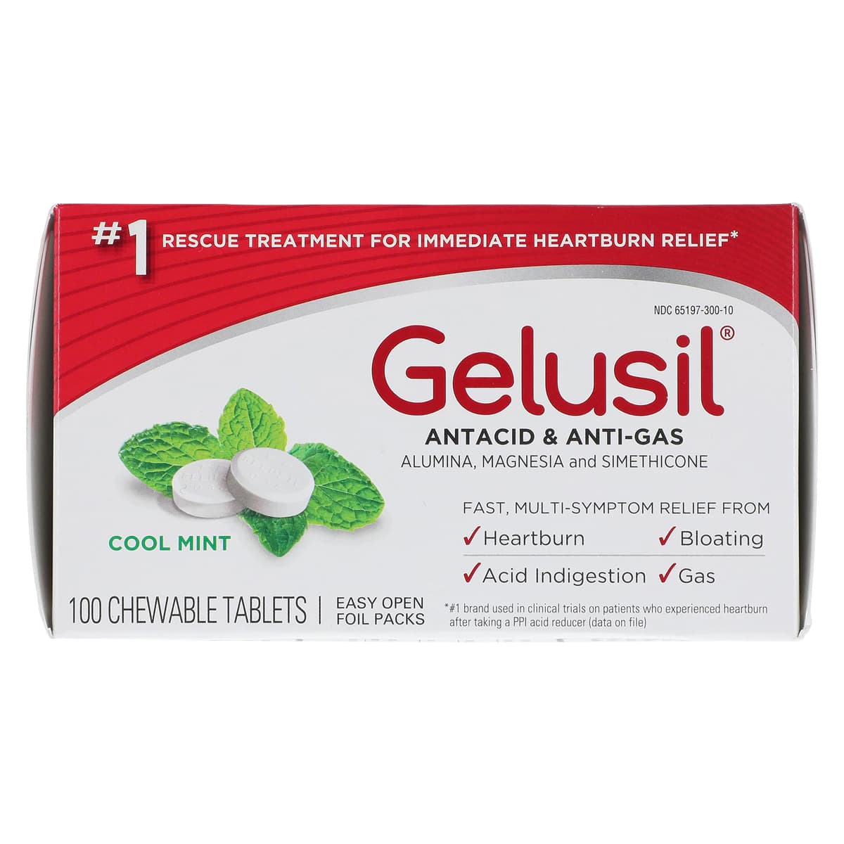 Gelusil Antacid/Antigas Chewable Tablets, 200/200/25mg, Cool Mint, Unit Dose, 100/Box thumbnail 2