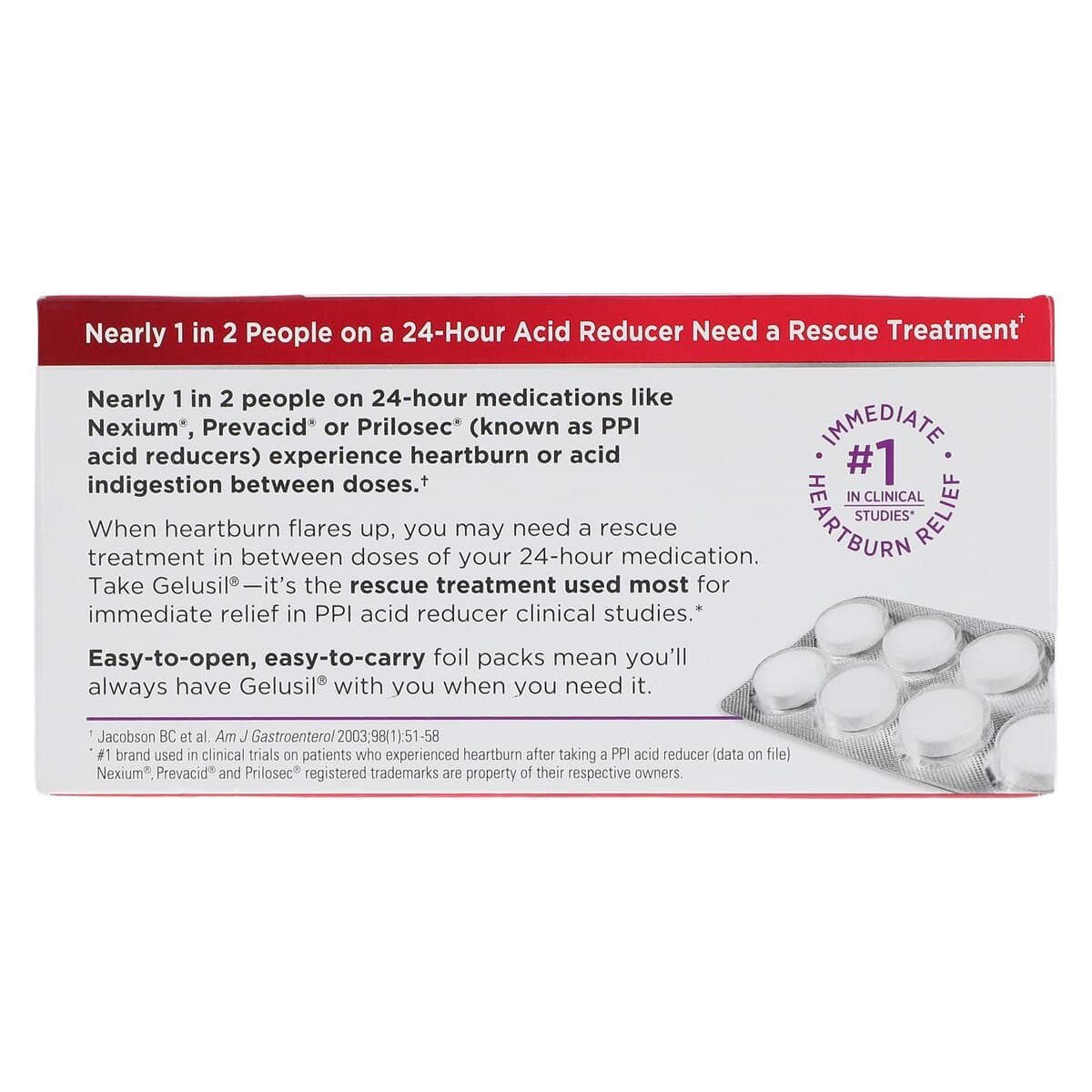 Gelusil Antacid/Antigas Chewable Tablets, 200/200/25mg, Cool Mint, Unit Dose, 100/Box thumbnail 3