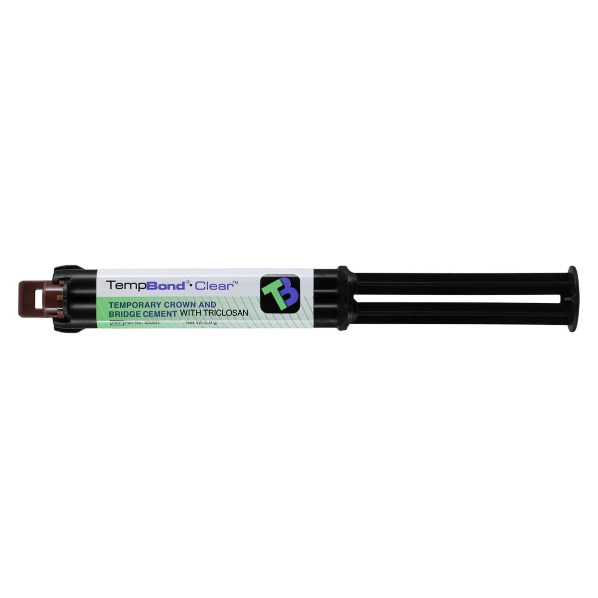 Kerr Temp-Bond Clear with Triclosan Temporary Cement, Automix Syringe, 6 g, Clear, 1 Syringe + 10 Mixing Tips, #33351 thumbnail 3