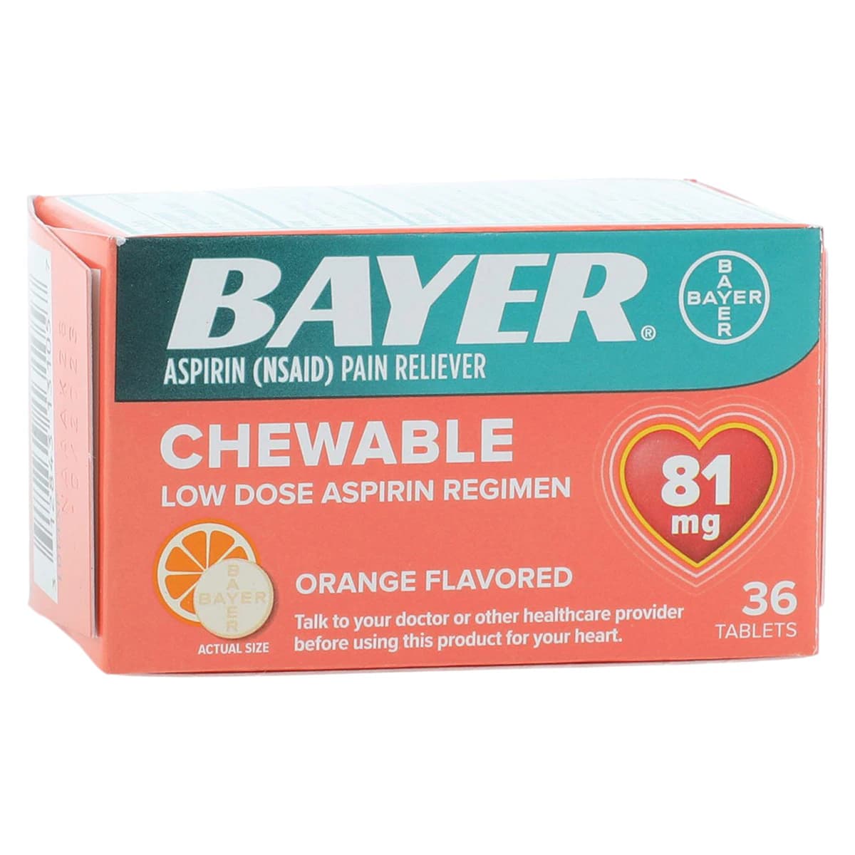Bayer Aspirin Child Chewable, 81mg, Orange, 36/Bottle - Bayer Aspirin Child Chewable - Image 1