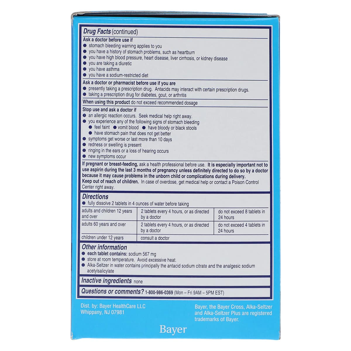 Alka-Seltzer Original Pain Reliever Tablets, 325mg, 72/Box thumbnail 4