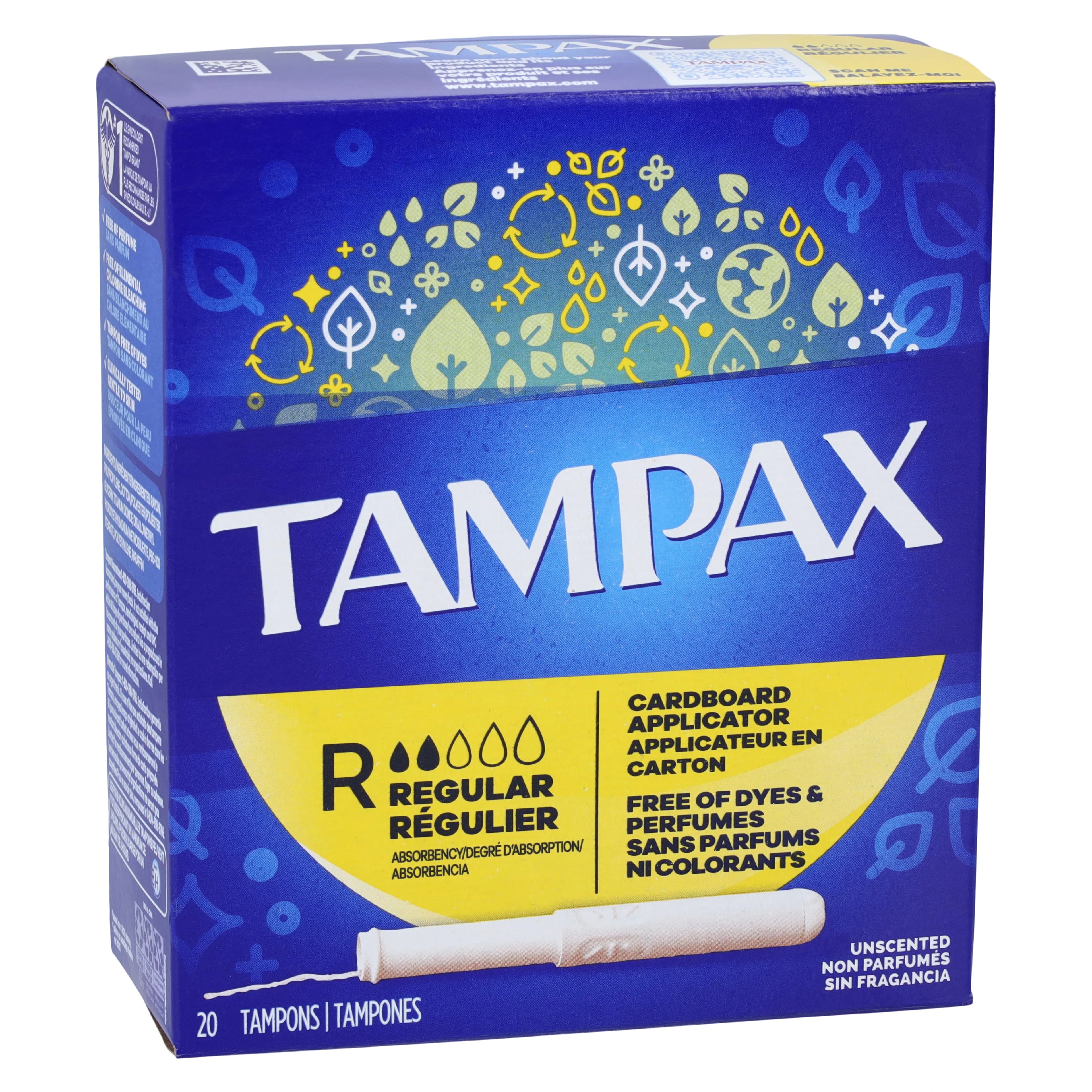 Tampax Original Regular Tampons, Cardboard Applicator, 20/Box - Tampon Sanitary Tampax Orig - Image 1