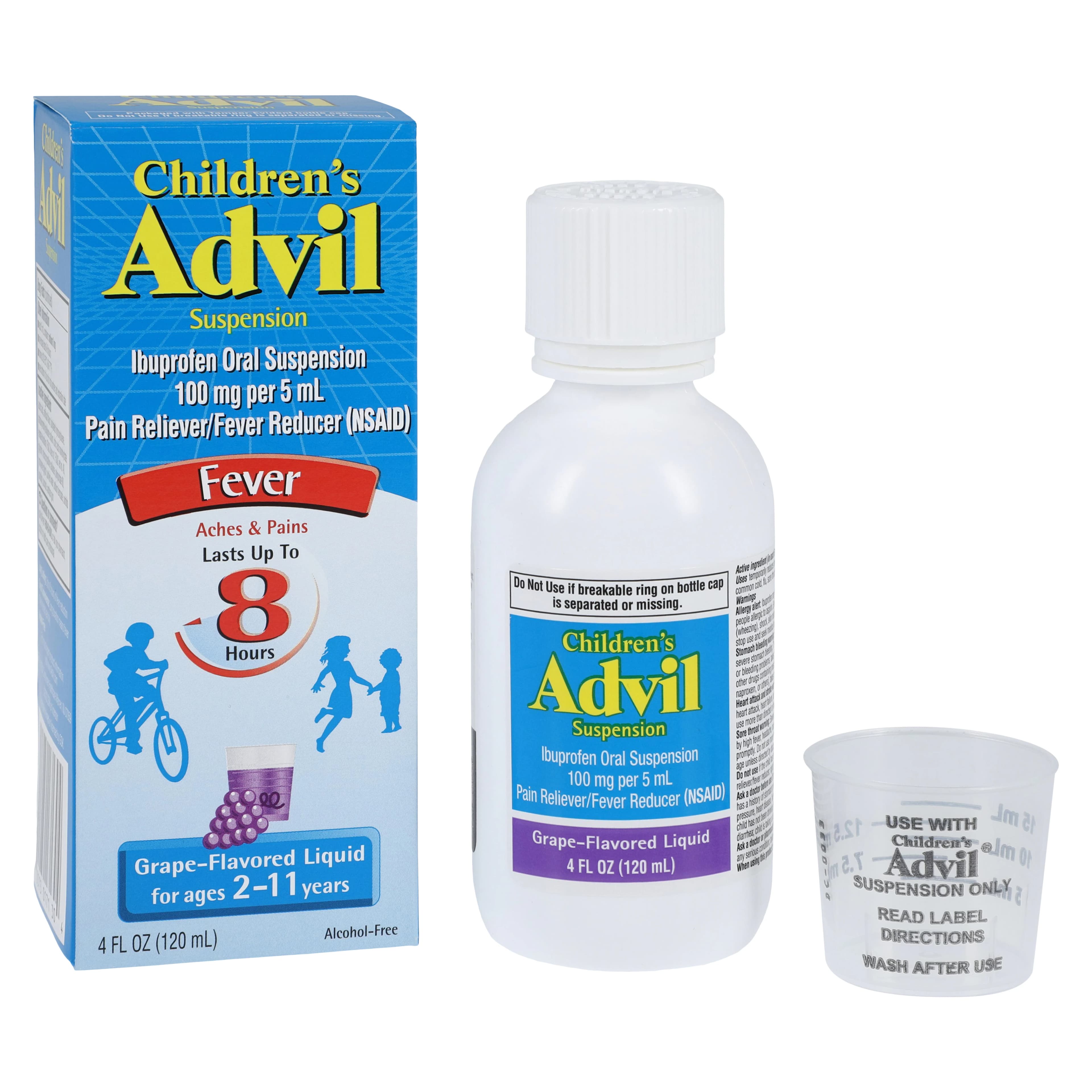 Advil Children's Suspension, Grape Flavor, 100mg/5mL, 4 oz Bottle - Advil Child Susp Grape N-R - Image 1