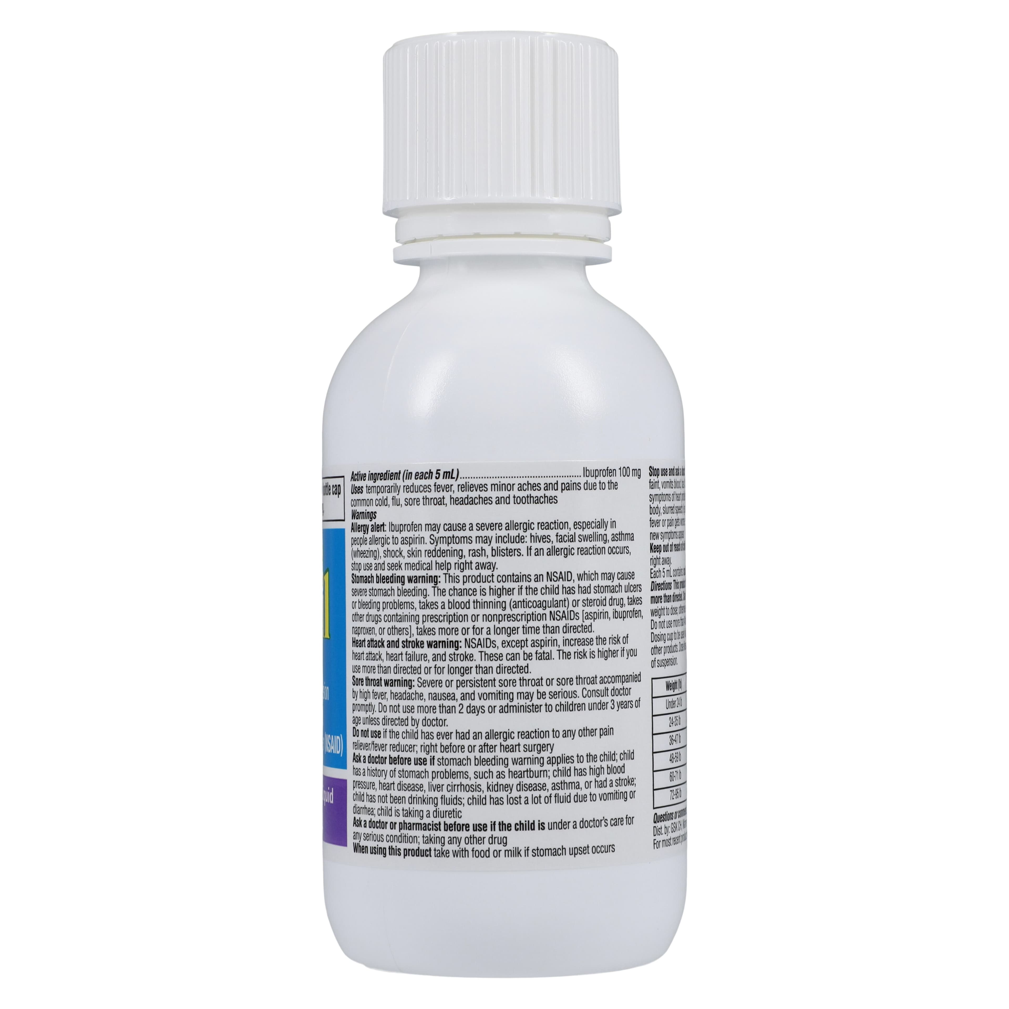 Advil Children's Suspension, Grape Flavor, 100mg/5mL, 4 oz Bottle thumbnail 4