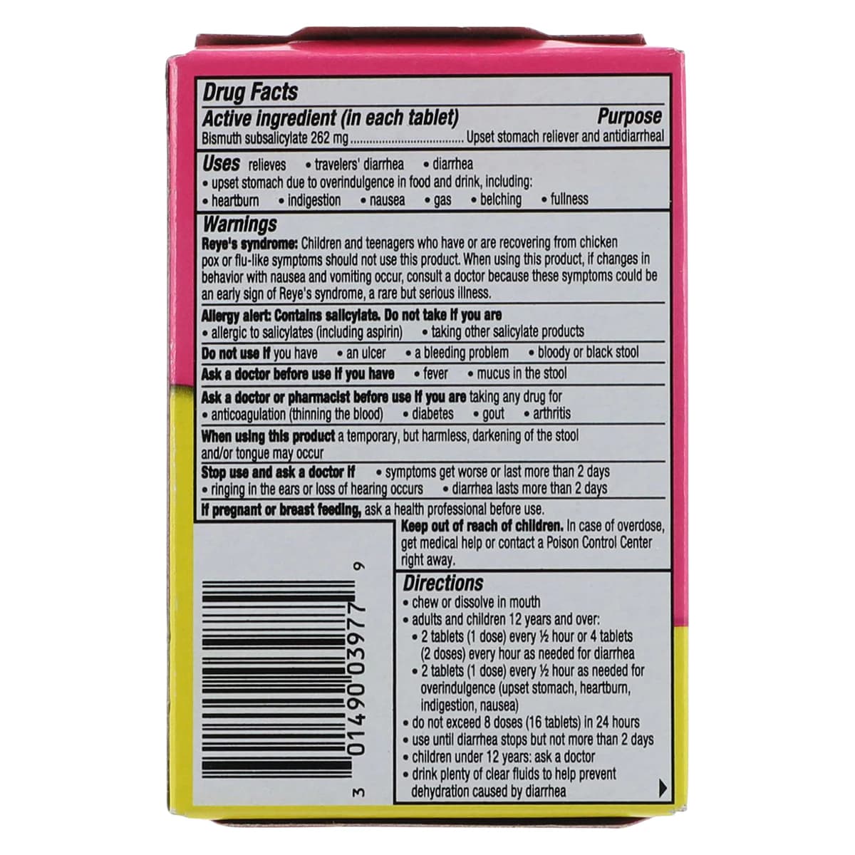 Pepto-Bismol Original Chewable Tablets, 262mg, 30/Box thumbnail 2