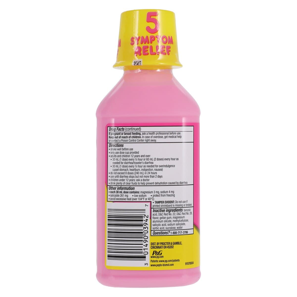 Pepto-Bismol Liquid Antacid/Antidiarrhea, Original Formula, 262mg, 12oz Bottle thumbnail 2