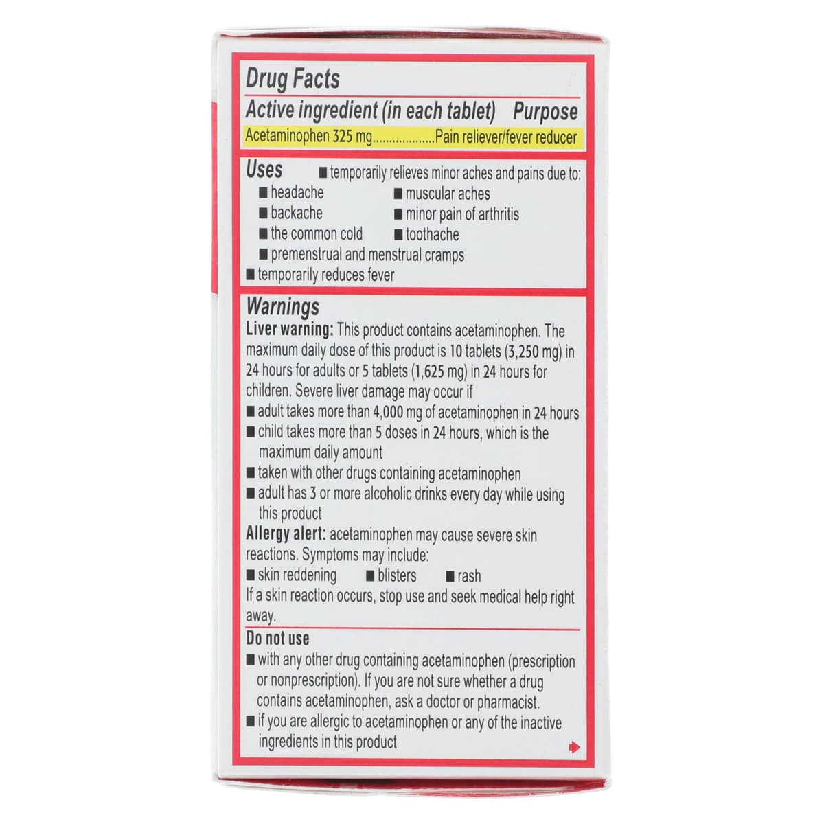 Tylenol Regular Strength Tablets, 325mg, Acetaminophen, 100/Bottle thumbnail 5