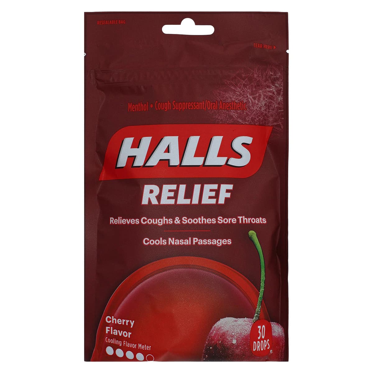 Halls Cough Drop Lozenges, Cherry, 5.8mg, 30/Bag - Halls Cough Drop Lozenges - Image 1