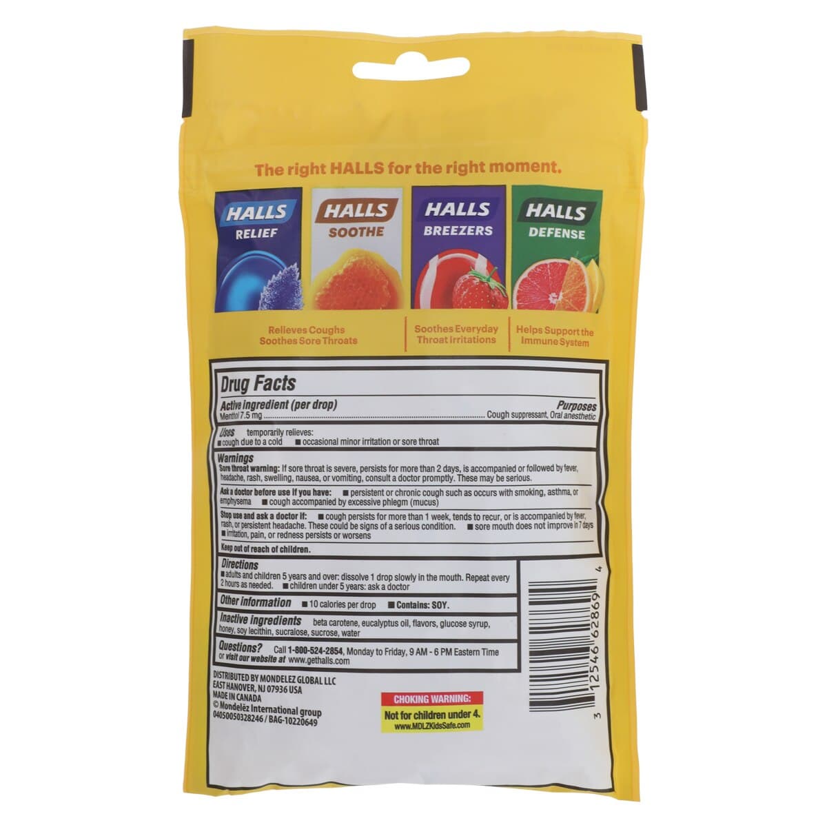 Halls Cough Drop Lozenges, 7.5mg, Honey Lemon, 30/Bag thumbnail 2