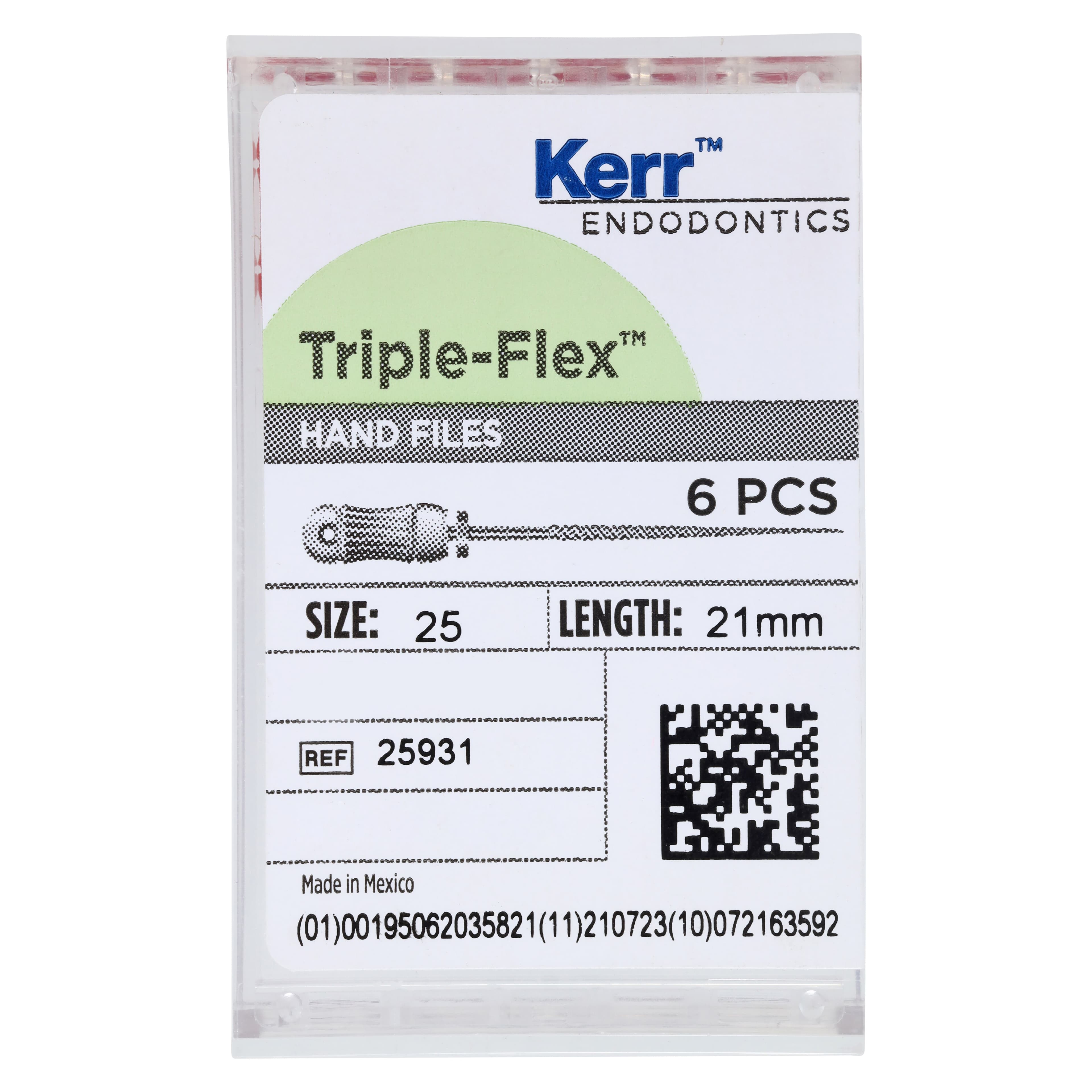 Kerr Endodontics Triple-Flex Stainless Steel Endodontic Files, Size #25, 21mm, Red, 6/Box, 25931 thumbnail 2