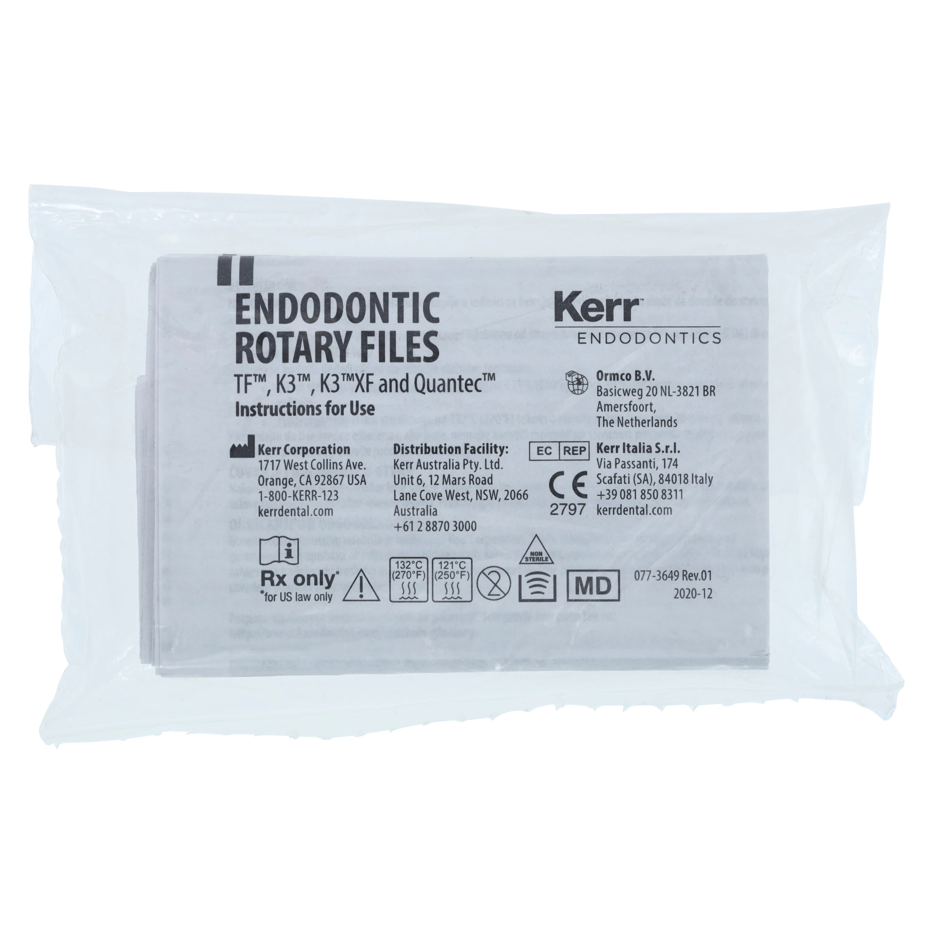 Kerr TF Twisted File Rotary NiTi File, Size 25, Small Assorted Tapers (0.04/0.06/0.08), 27mm, Red, 3/Pack, 822-4687 thumbnail 2