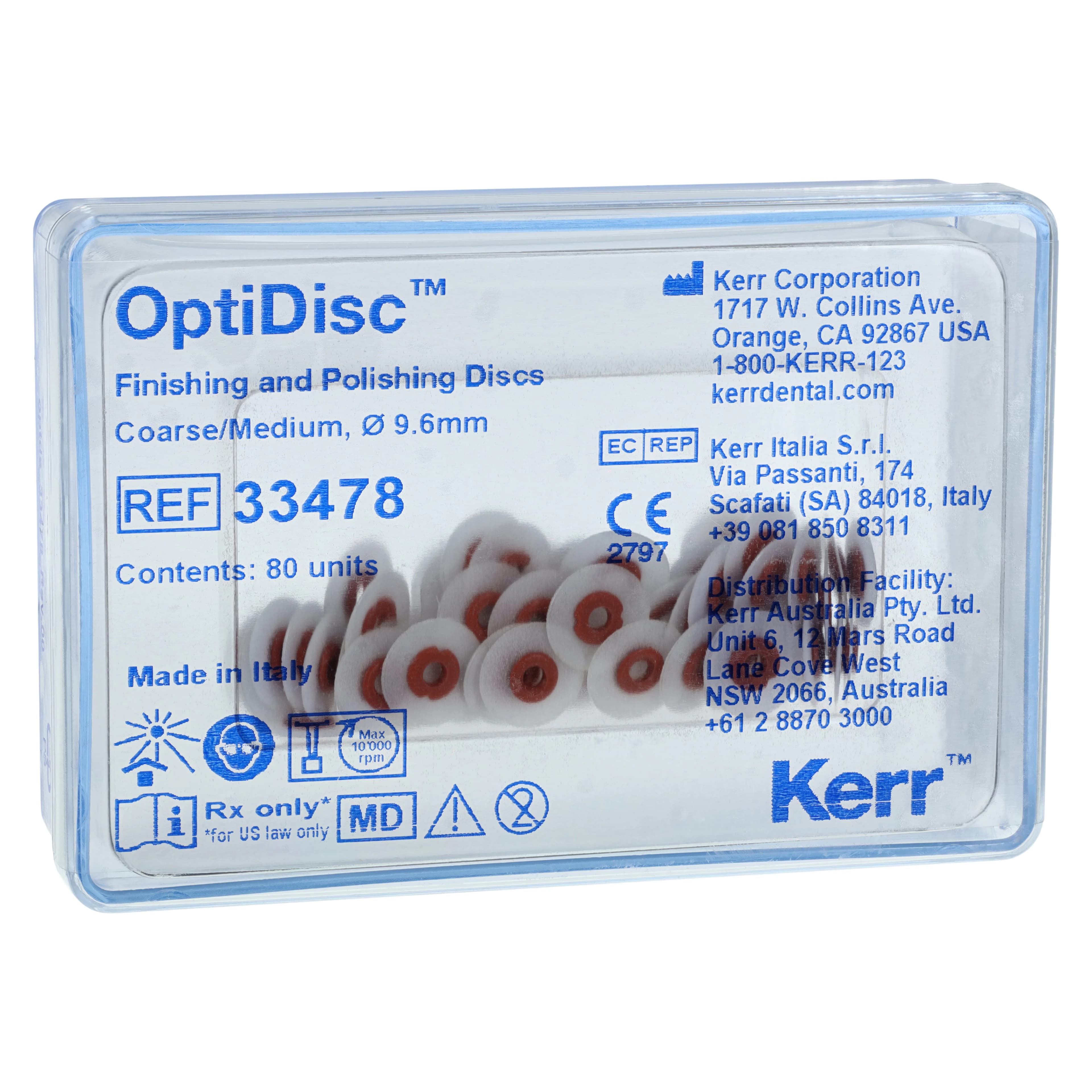 Kerr OptiDisc Finishing and Polishing Discs Refill, 9.6 mm, Coarse/Medium, 80/Box, 33478 - OPTIDISC Kit Refill 9.6mm, Coarse/Medium - Image 1